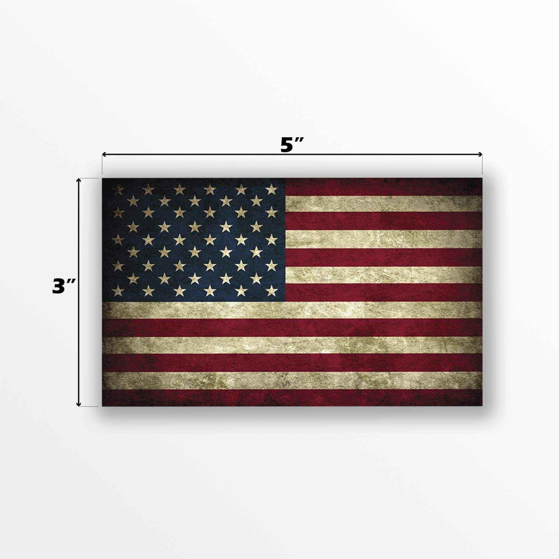 JMM Industries Vintage American Flag Vinyl Decal Sticker - 5"x3", UV Resistant, Old Glory, Blue and Red, Model JMM002