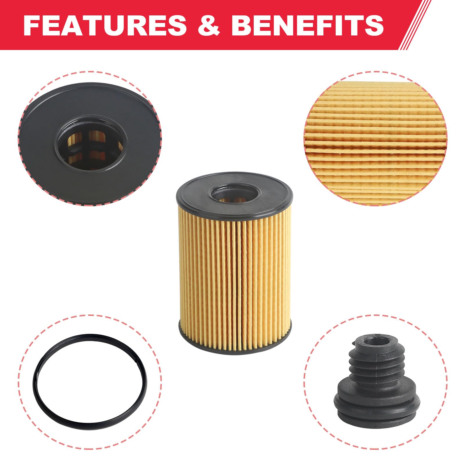 Fitede Oil Filter for 2020-2023 Hyundai Tucson Sonata Kia Sorento K5 2.5L Engine, Paper, 2 Pcs, Replaces 26350-2
