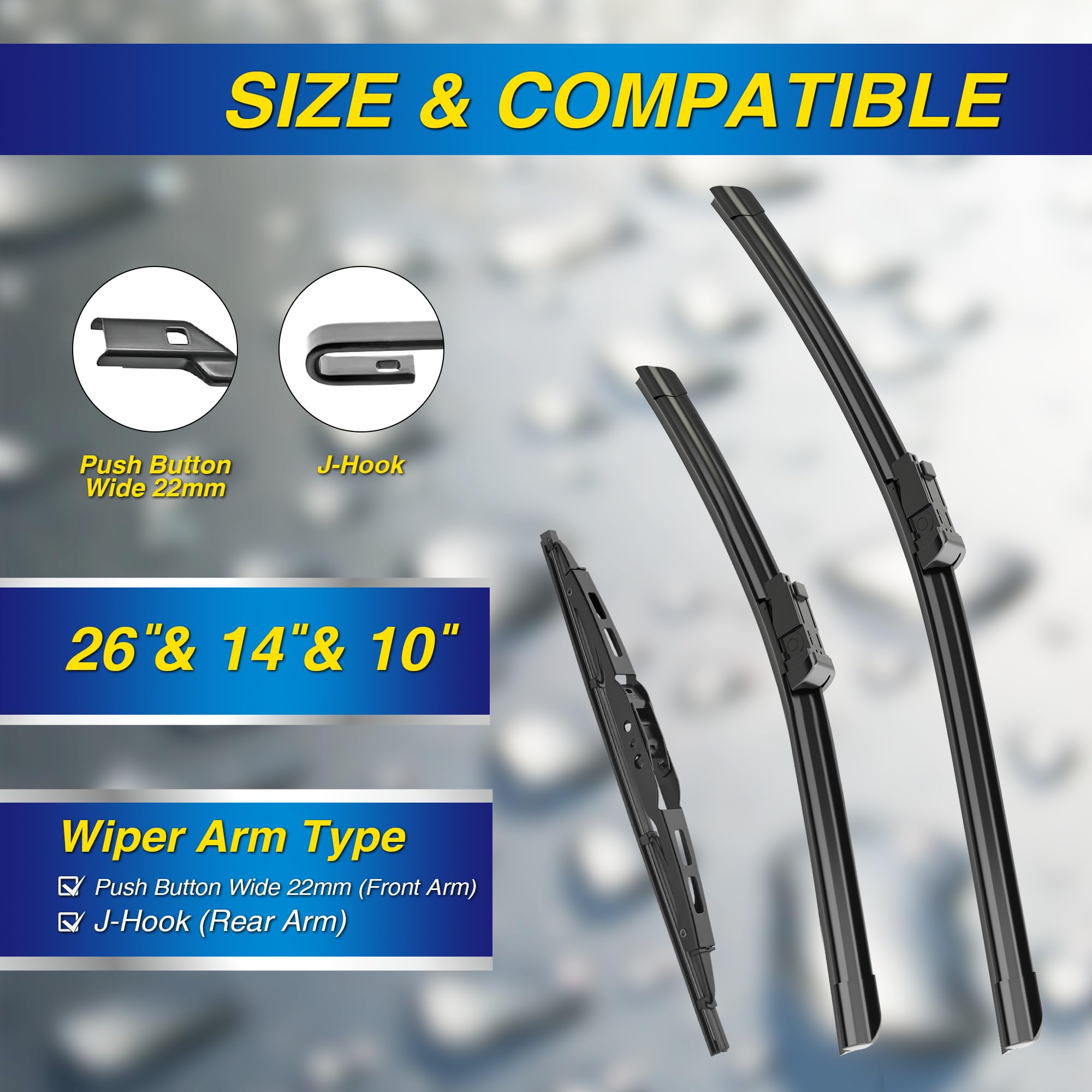 5 Plus Silicone Windshield Wipers Replacement For 2013-2021 Buick Encore,2015-2021 Chevy Trax Wiper Blades(Set Of 3),Automotive