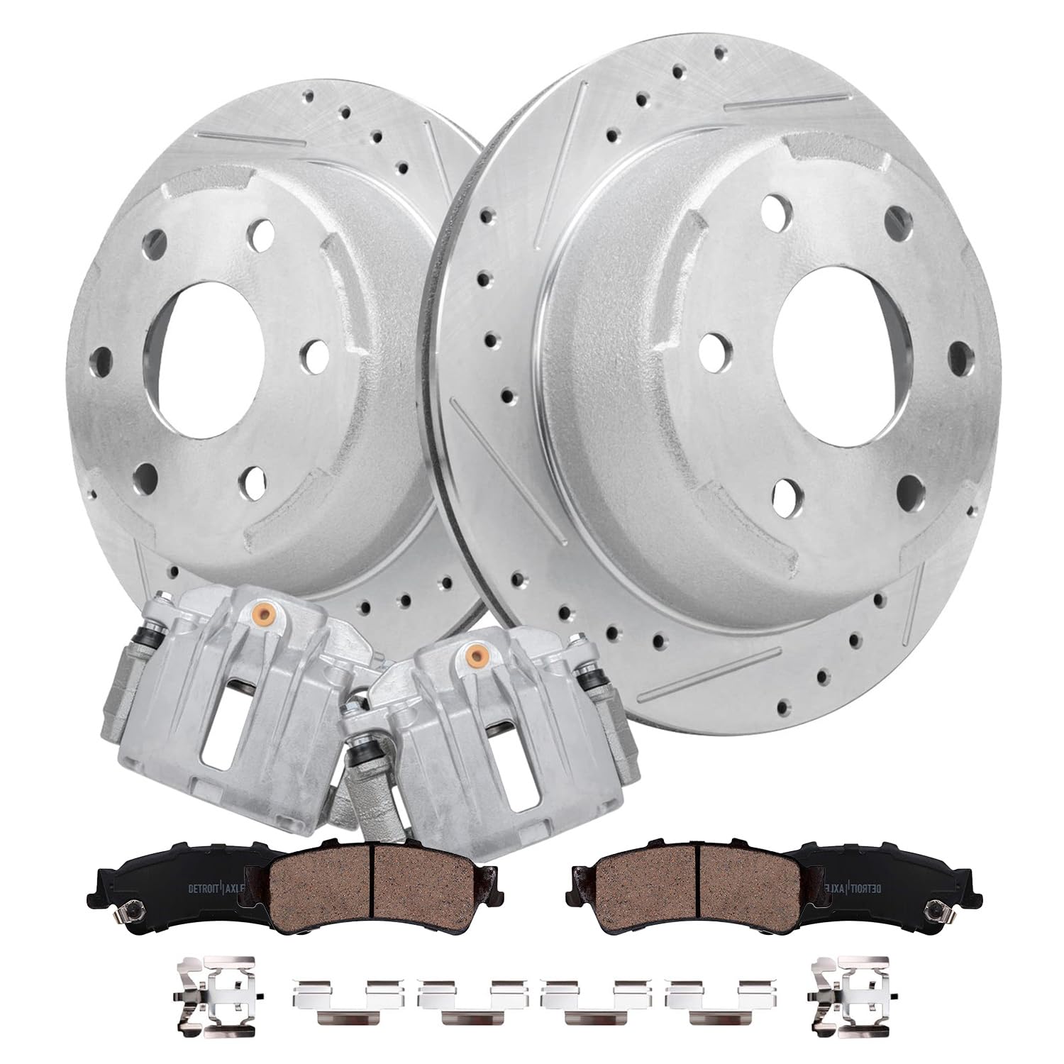 Detroit Axle - Rear Brake Kit for GMC Chevy Silverado Sierra 1500 Tahoe Yukon Safari Astro Drilled & Slotted Brakes Rotors w/Bra