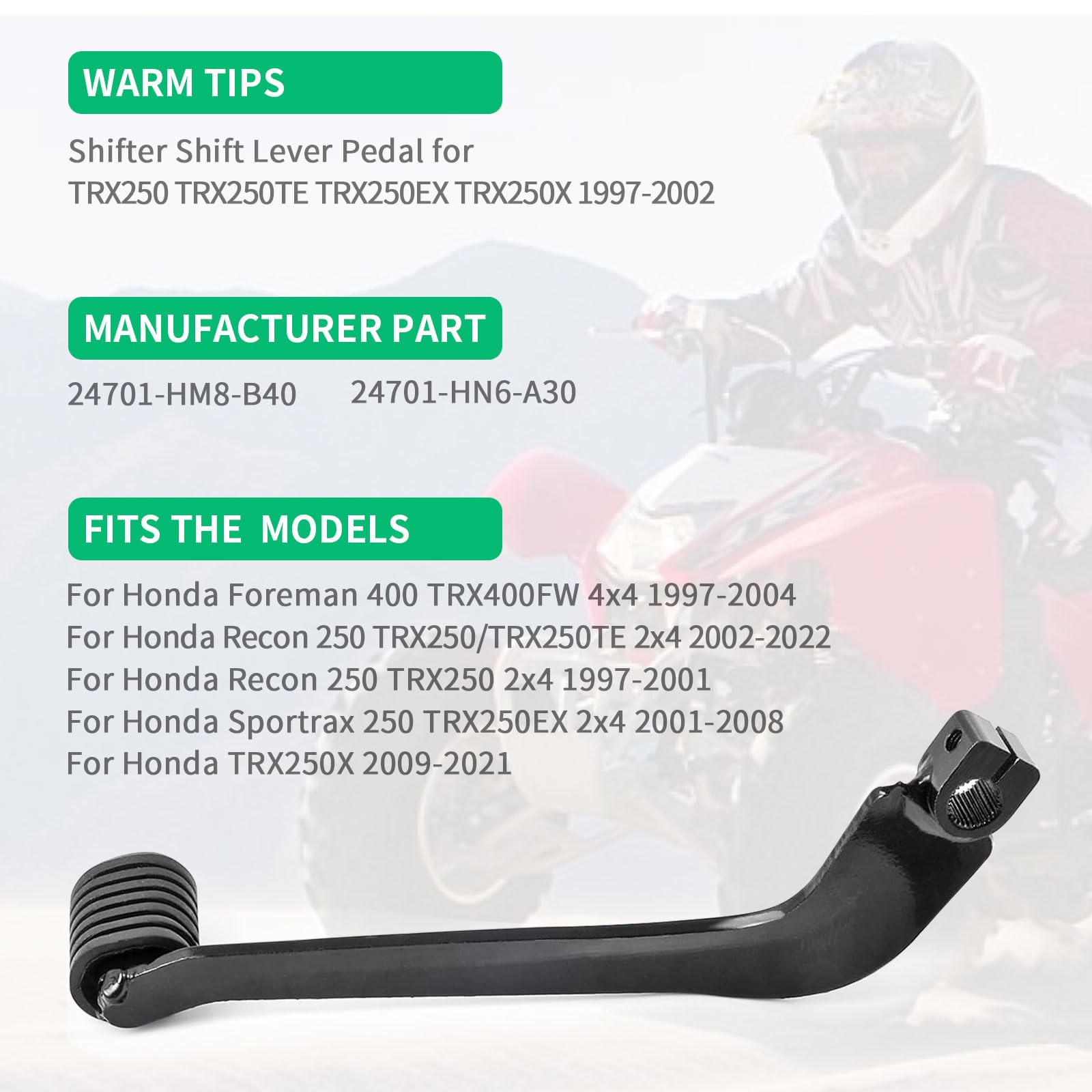 Moto1988 Shifter Shift Lever Pedal For Honda Recon 250 Trx250 Tm Te Trx250Ex Trx250X 1997-2002