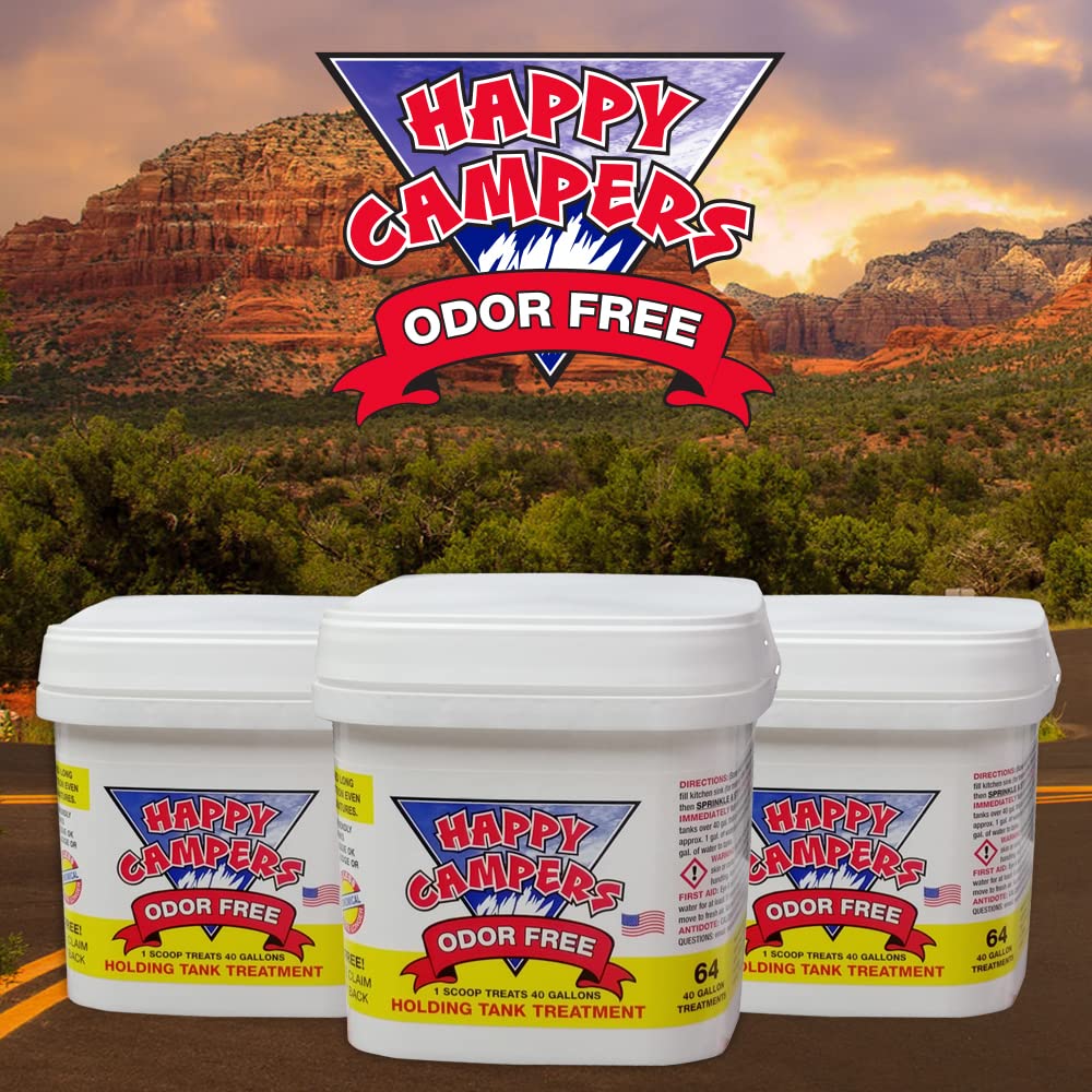 Happy Campers RV Holding Tank Treatment - 64 Ounce for Total Odor Control - Powerful and Effective Solution