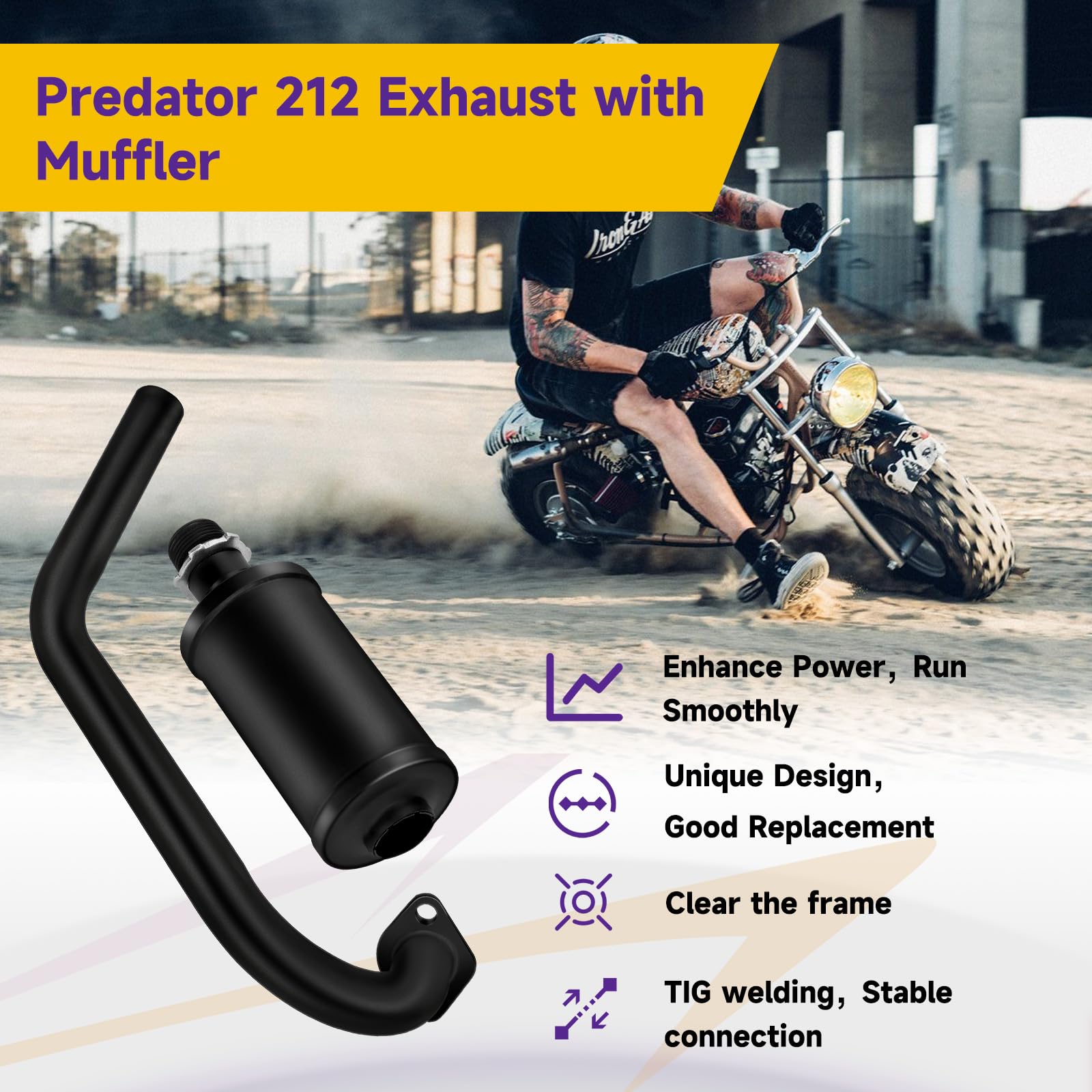 Hiaors Racing Exhaust Pipe Muffler Main Jet Kit For Predator 212Cc 196Cc 224Cc 6.5Hp Coleman Ct200U Bt200X Ct200U-Ex Mini Bike K