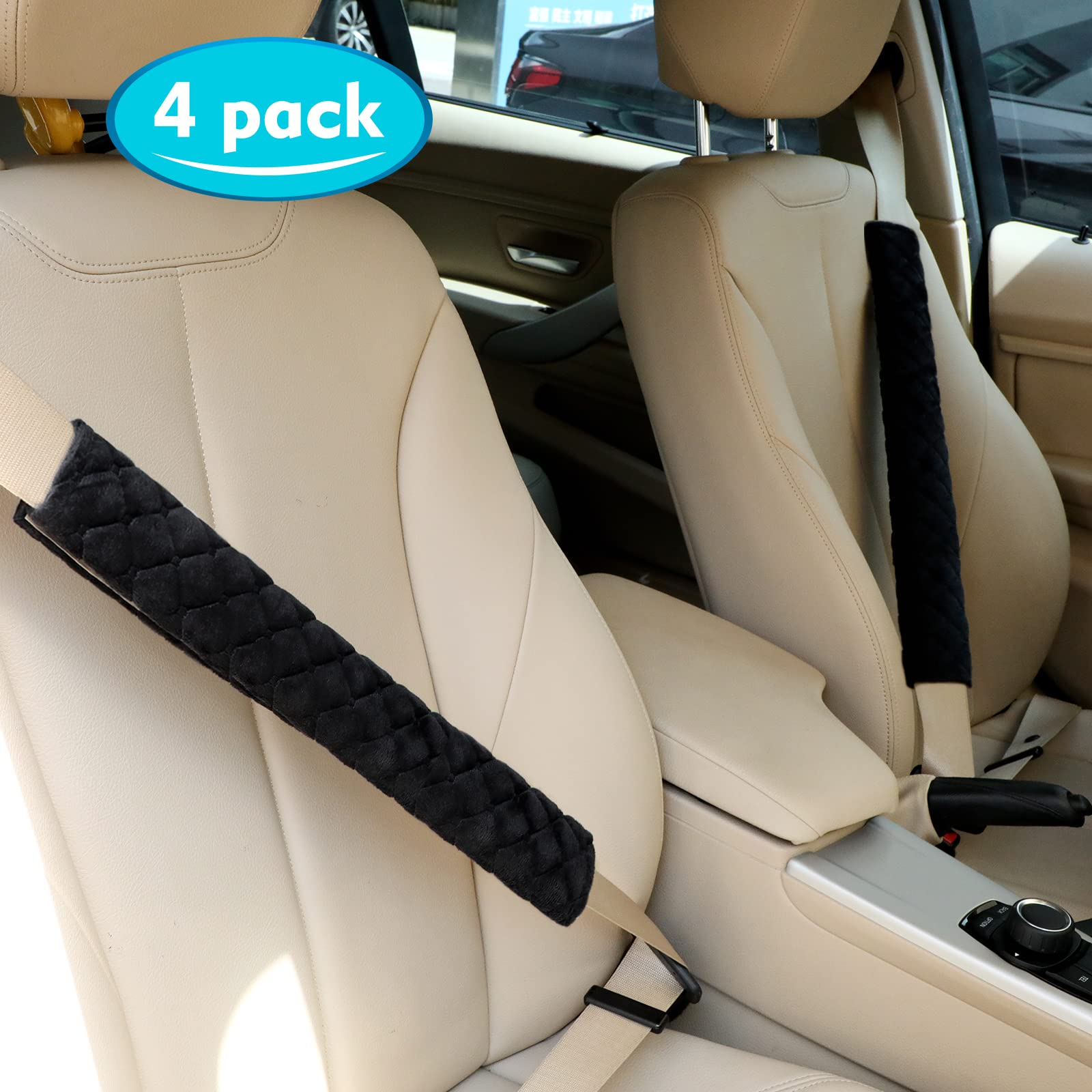 Tatuo 4 Pack Seat Belt Cover Extra Long Seat Belt Pads For Car Soft Comfort Shoulder Strap Covers Harness Pads Helps Protect You