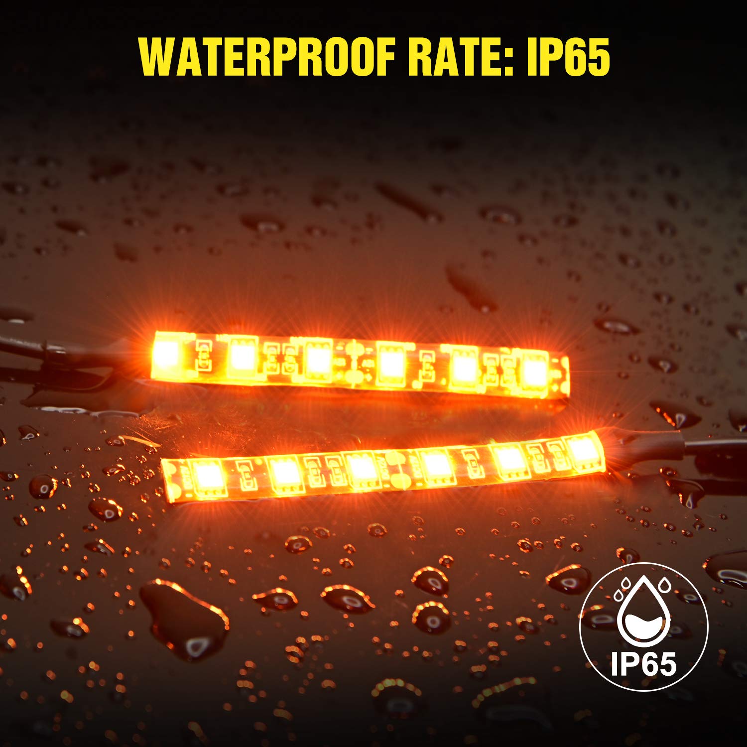 Nilight 2PCS 6-5050-SMD Waterproof Flexible Turn Signal Backup License Plate Universal Amber Lights Strip Universal for Motorcyc