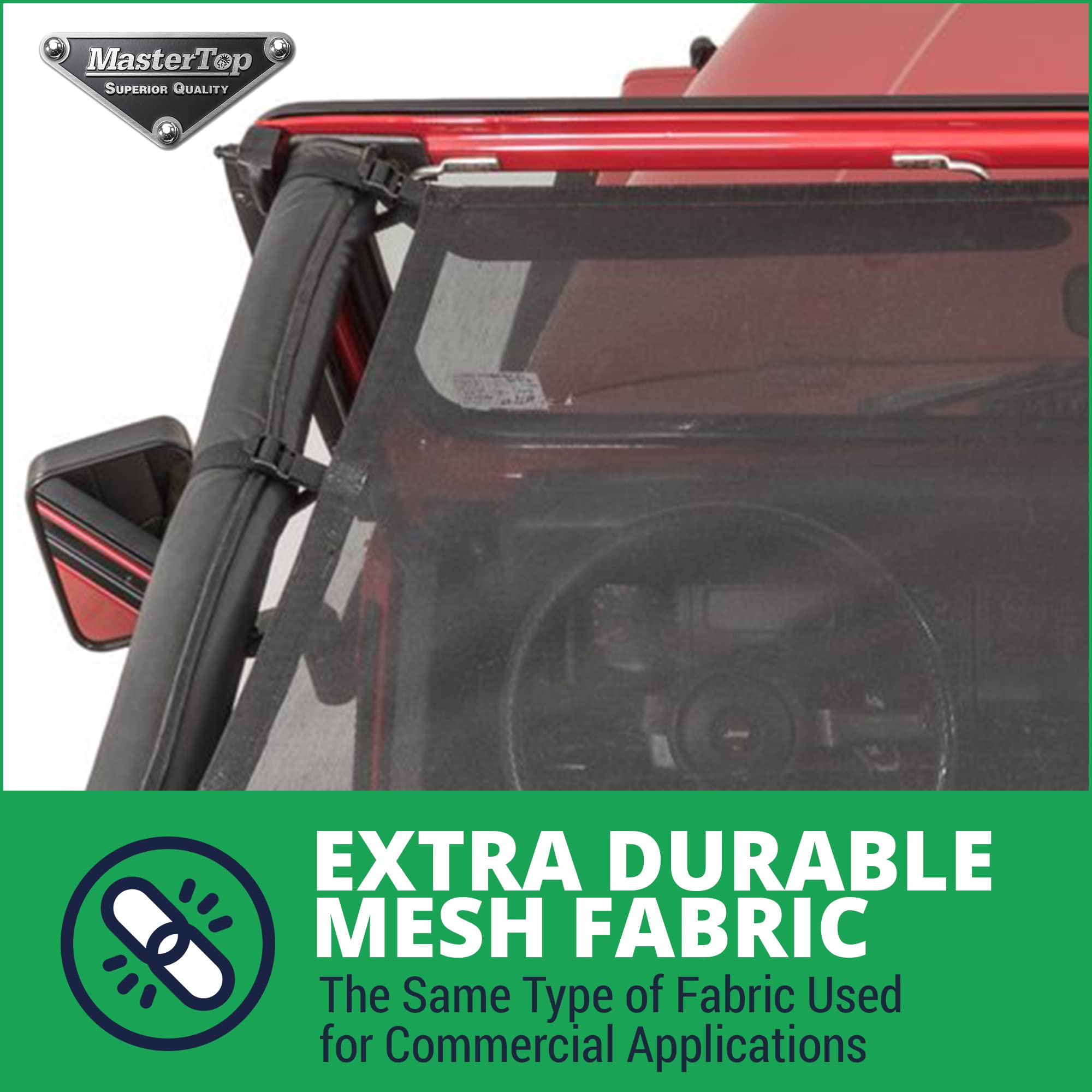 MasterTop Bikini Mesh Top Sunshade for Jeep Wrangler TJ 1997-2006, Black, Model 14220201, Fits Full Top