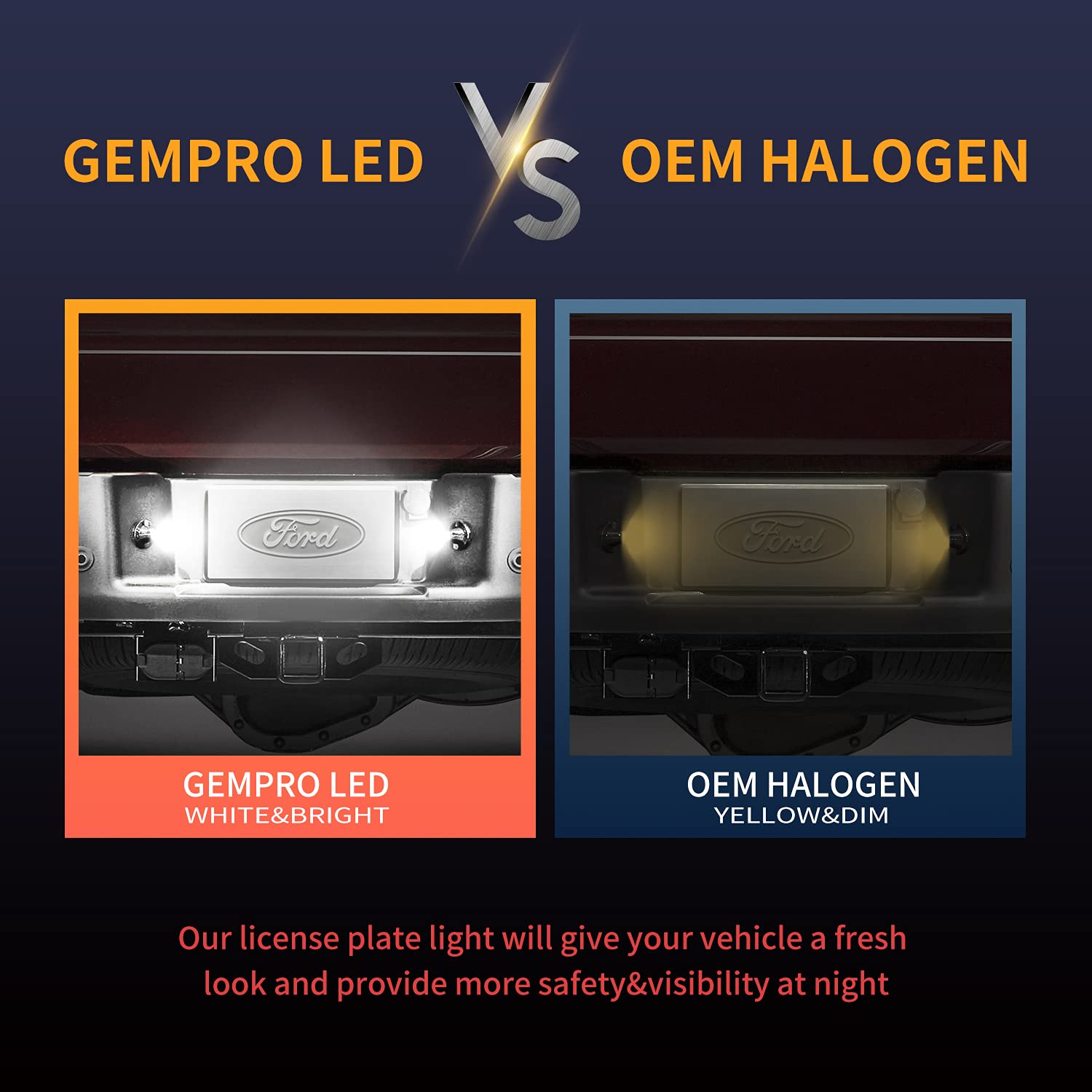 Gempro License Plate Light Assembly Led Tag Lamp Replacement For Ford F150 F250 F350 F450 F550 Superduty Bronco Excursion Ranger