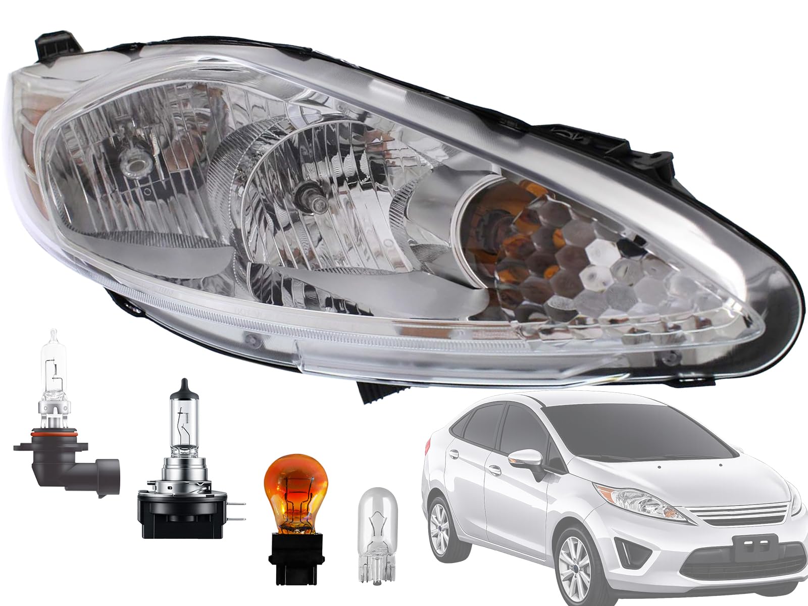 Auto Parts Avenue APA Replacement Head Light for 2011 2012 2013 Fiesta Sedan Hatchback Without Appearance Pkg Passenger Right Si