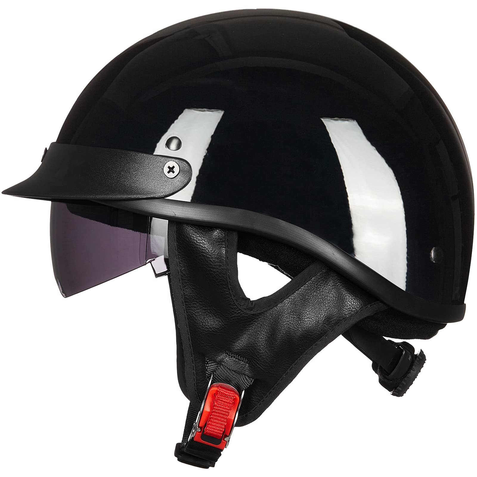 Ilm Half Helmet Motorcycle Open Face Sun Visor Quick Release Buckle Dot Approved Cycling Motocross Suits Men Women 205V (Xxl, Gl