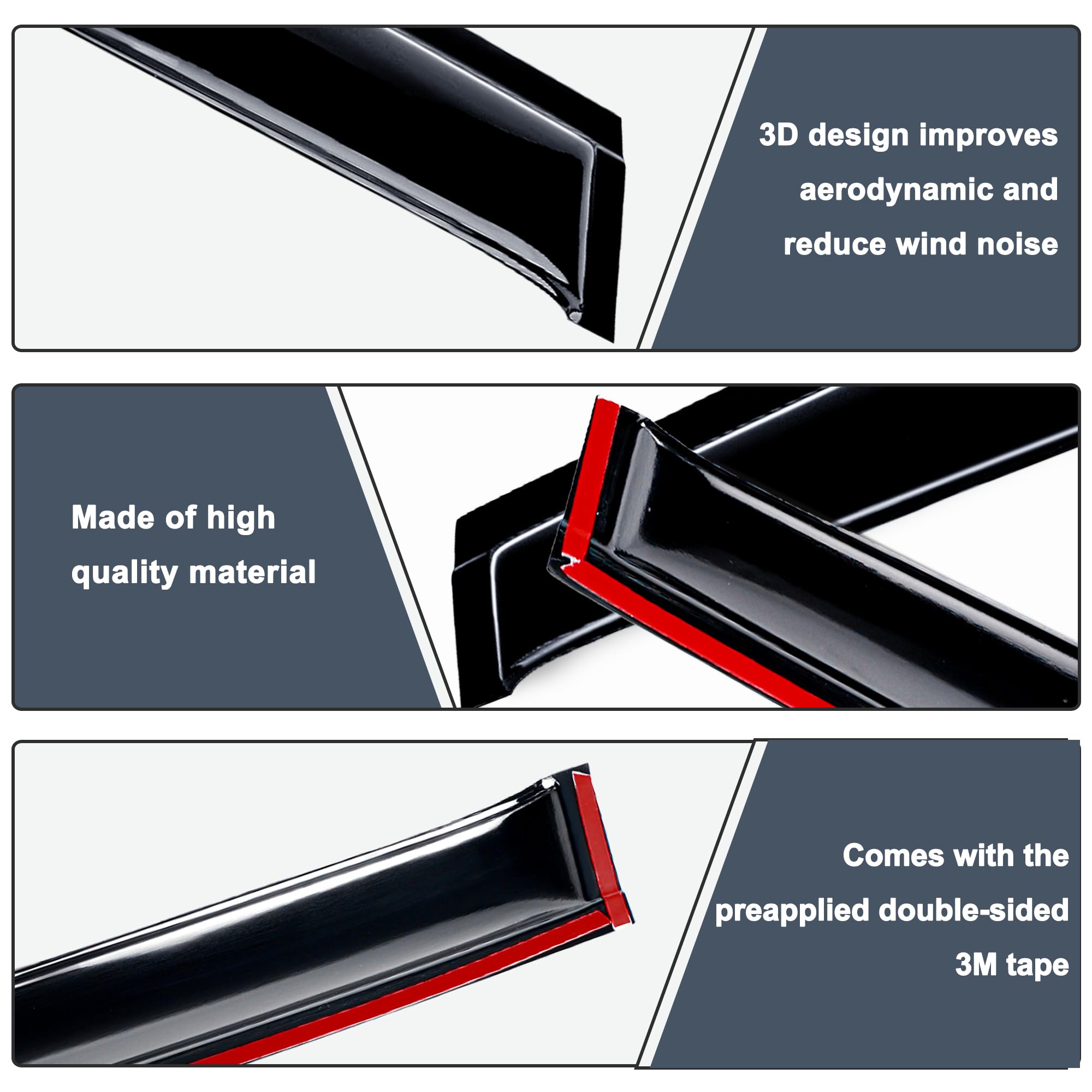 AUXKO Window Rain Guard for Mazda CX50 CX-50 2025 2024 2023 Outside Tape-On Shatterproof Sun Smoke Guard Vent Visor Side Wind De
