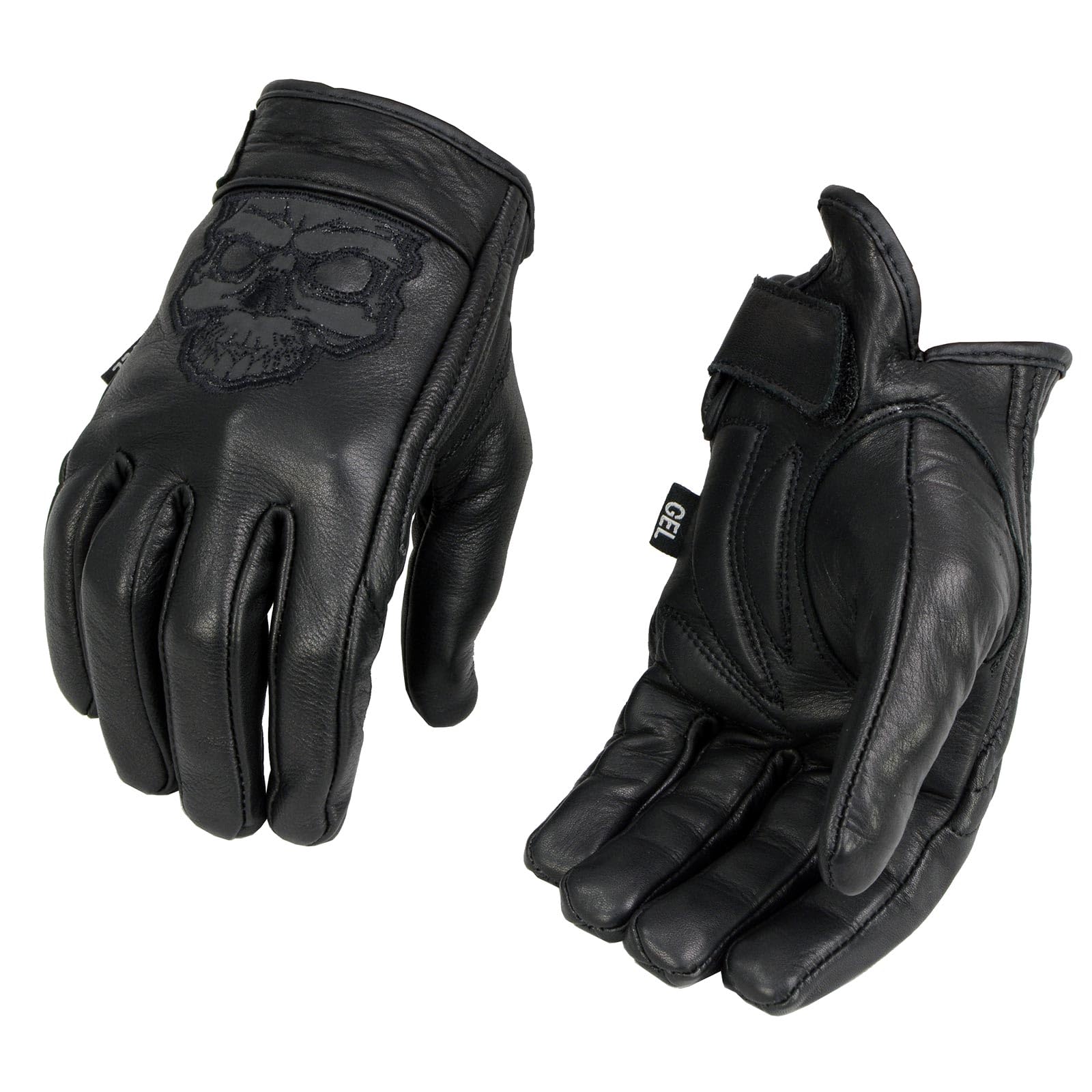 Milwaukee Leather Men's Black Leather Motorcycle Gloves, Gel Padded Palm, Large, Model MG7570