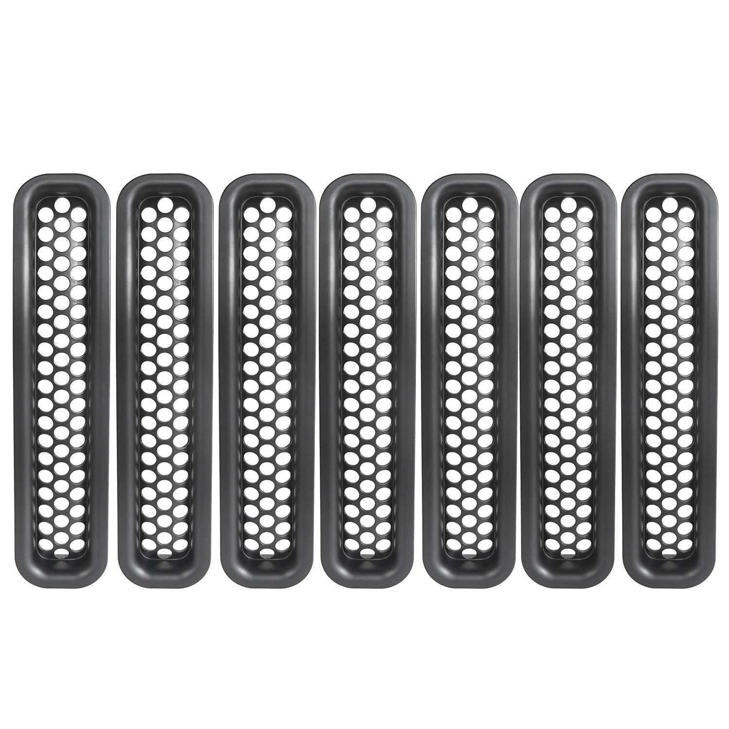 Hooke Road Grill Mesh Inserts for 1997-2006 Jeep Wrangler TJ, Matte Black, Pack of 7, Durable ABS Plastic