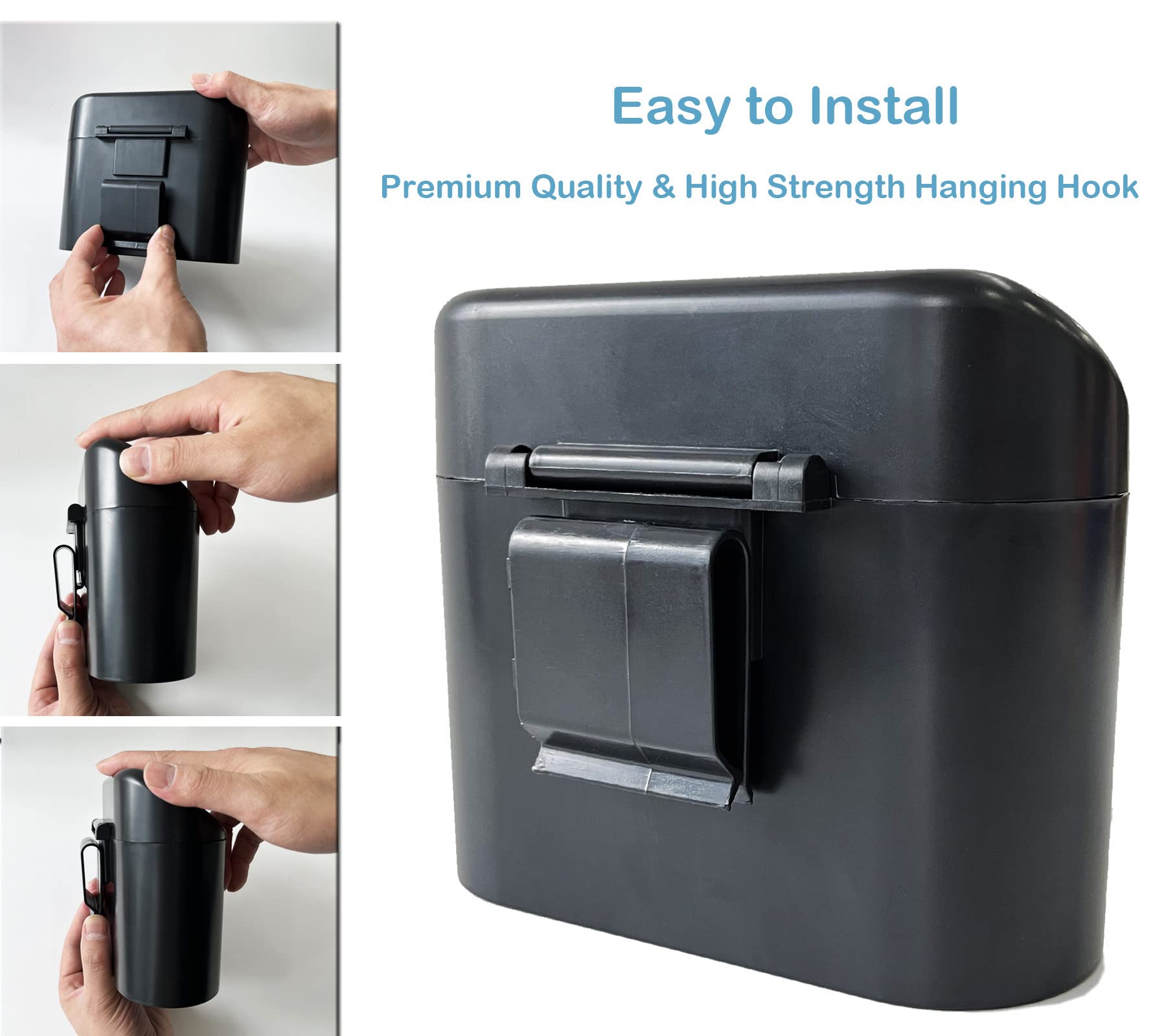 Kitbest (2 Pack Car Trash Can Bin With Lid, 120 Pcs Trash Bags And 4 Pcs Car Hooks. Mini Car Garbage Can, Dustbin Can Organizer