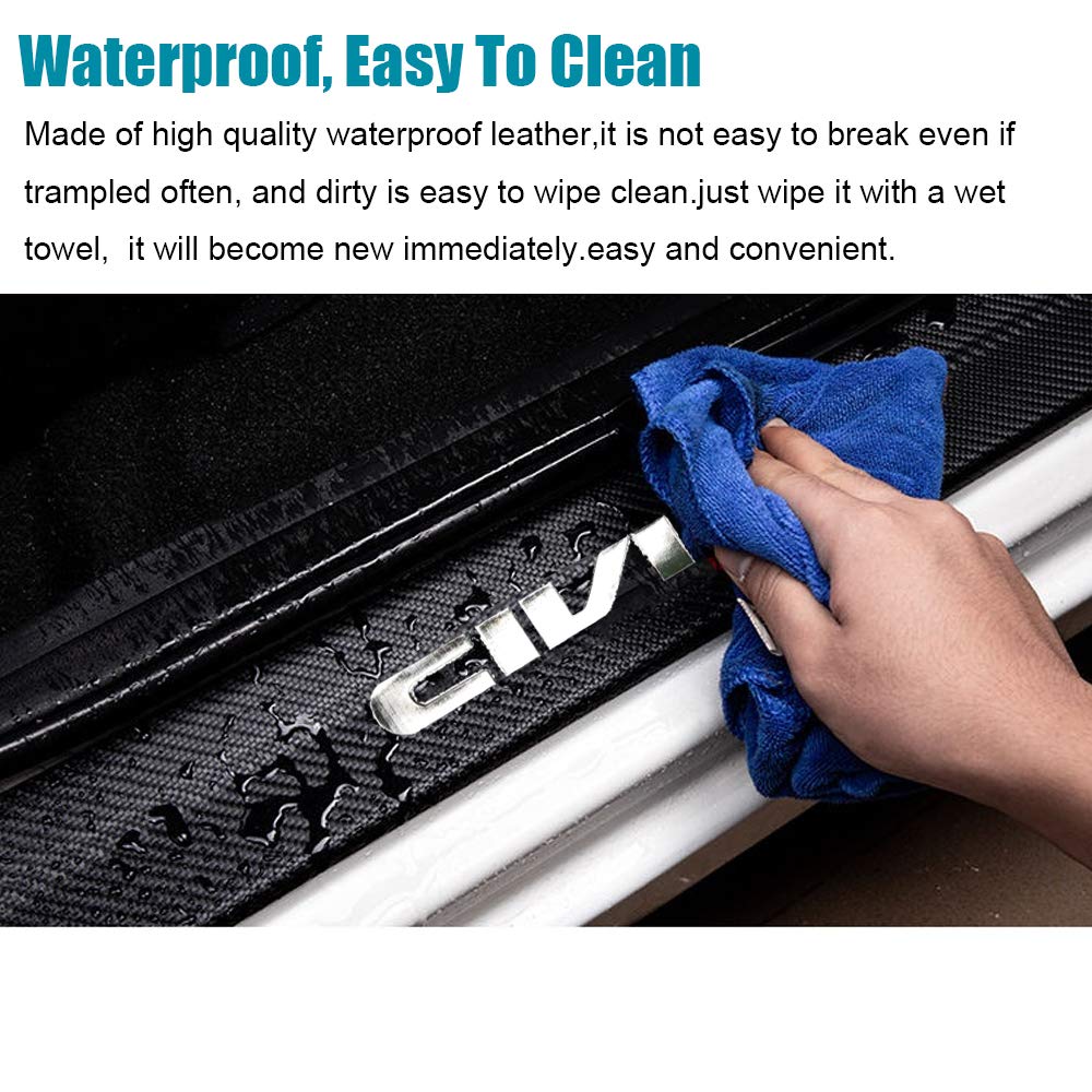 Lexley Carbon Fiber Style Leather Door Sill Protector,Scuff Plate Cover Guard Sills Protector Trim,Welcome Pedal Protect For 200