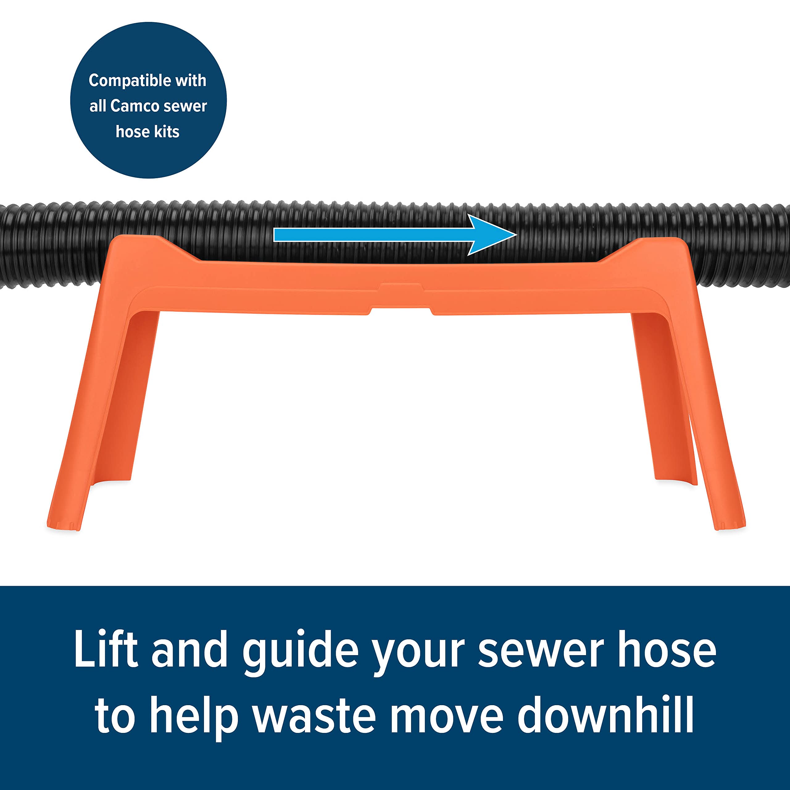 Camco Rhino RV Sewer Hose Support Kit - 15-Foot, Orange, Model 43072 - Nesting Design for Easy Storage and Supports Uneven Terrain