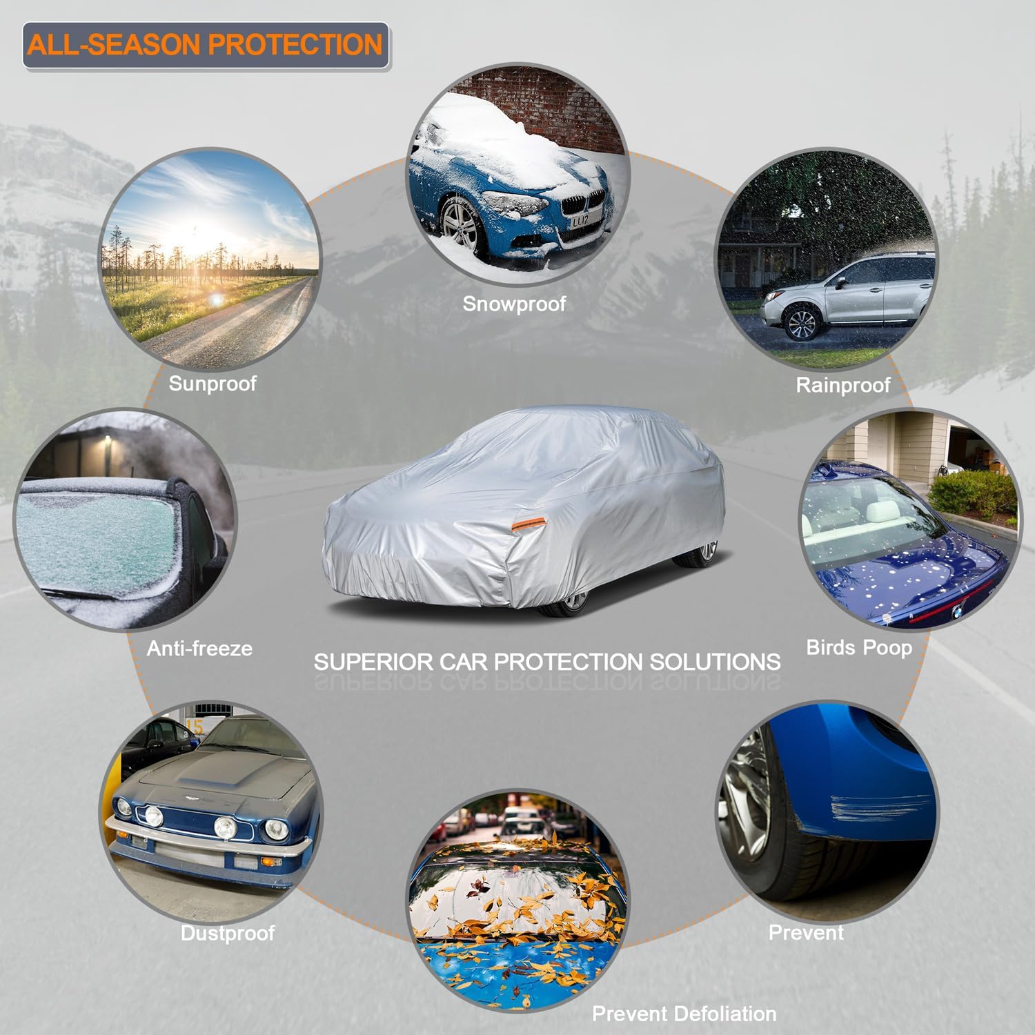 Kayme 6 Layers Car Cover Waterproof All Weather For Automobiles, Outdoor Full Cover Universal Fit For Dodge Challenger Hellcat D