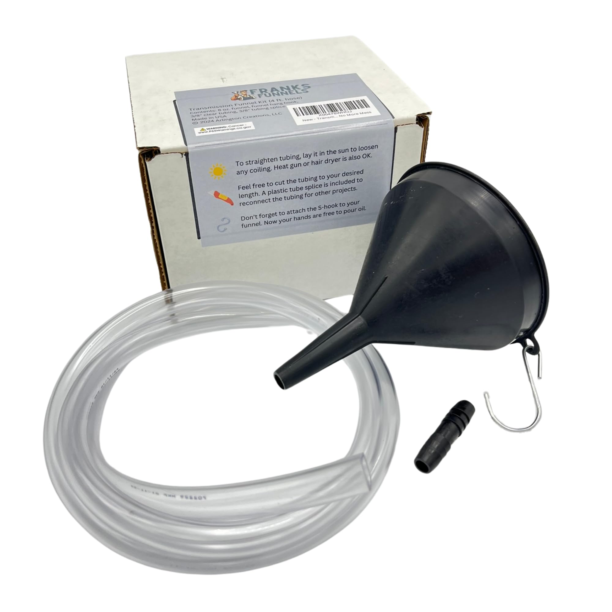 Transmission Funnel with 4 Foot Clear Tubing - Made in USA - Perfect for Hard to Reach Places, No More Mess