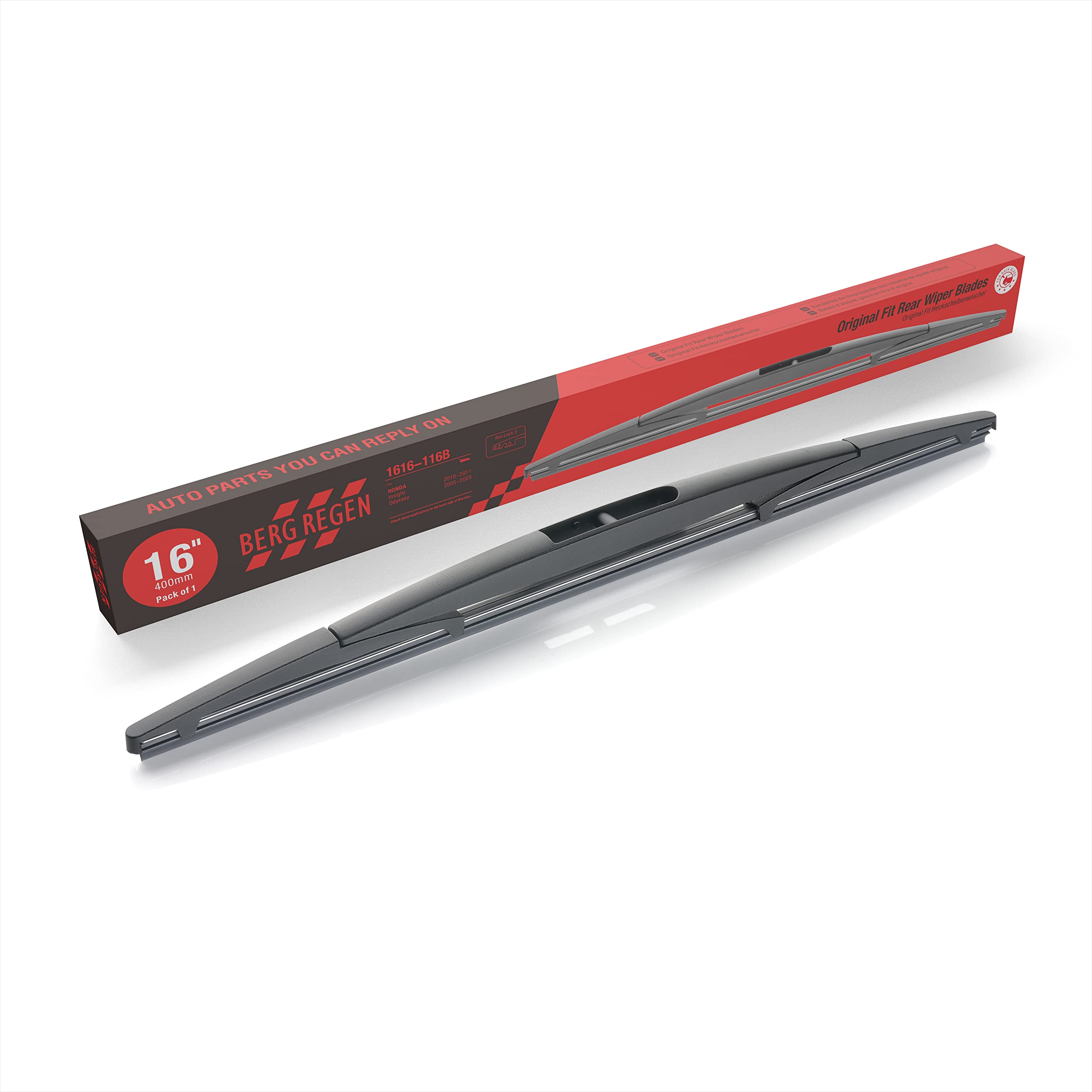 Berg Regen Rear Wiper Blades 16 Inch (16-B), Replacement For Odyssey 2022-2005, Insight 11-10, Passport 22-19, Forester 05-04, I
