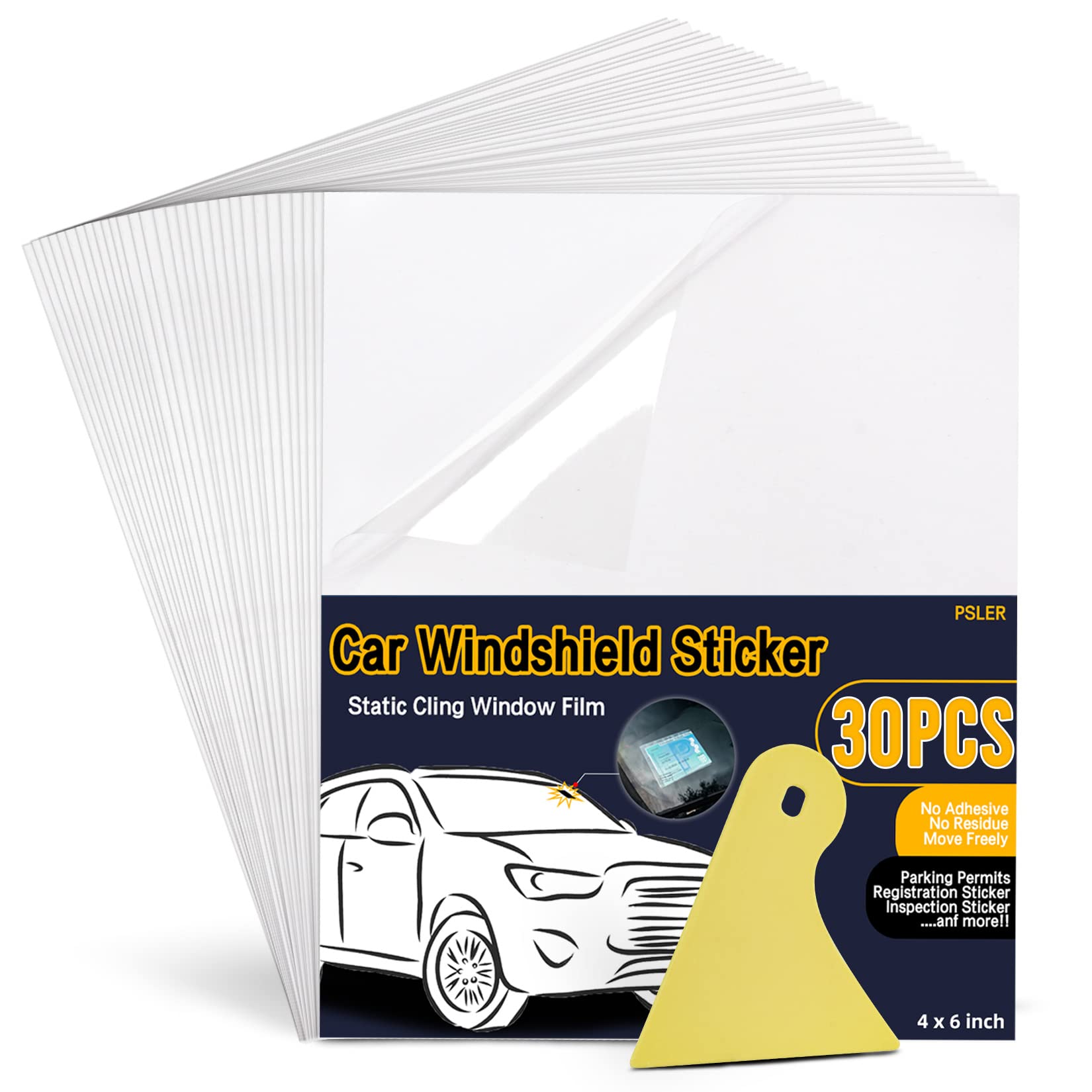 PSLER Car Windshield Sticker, Windshield Applicator, Clear Window Cling Car Inspection Sticker Holder Static Cling Window Film f