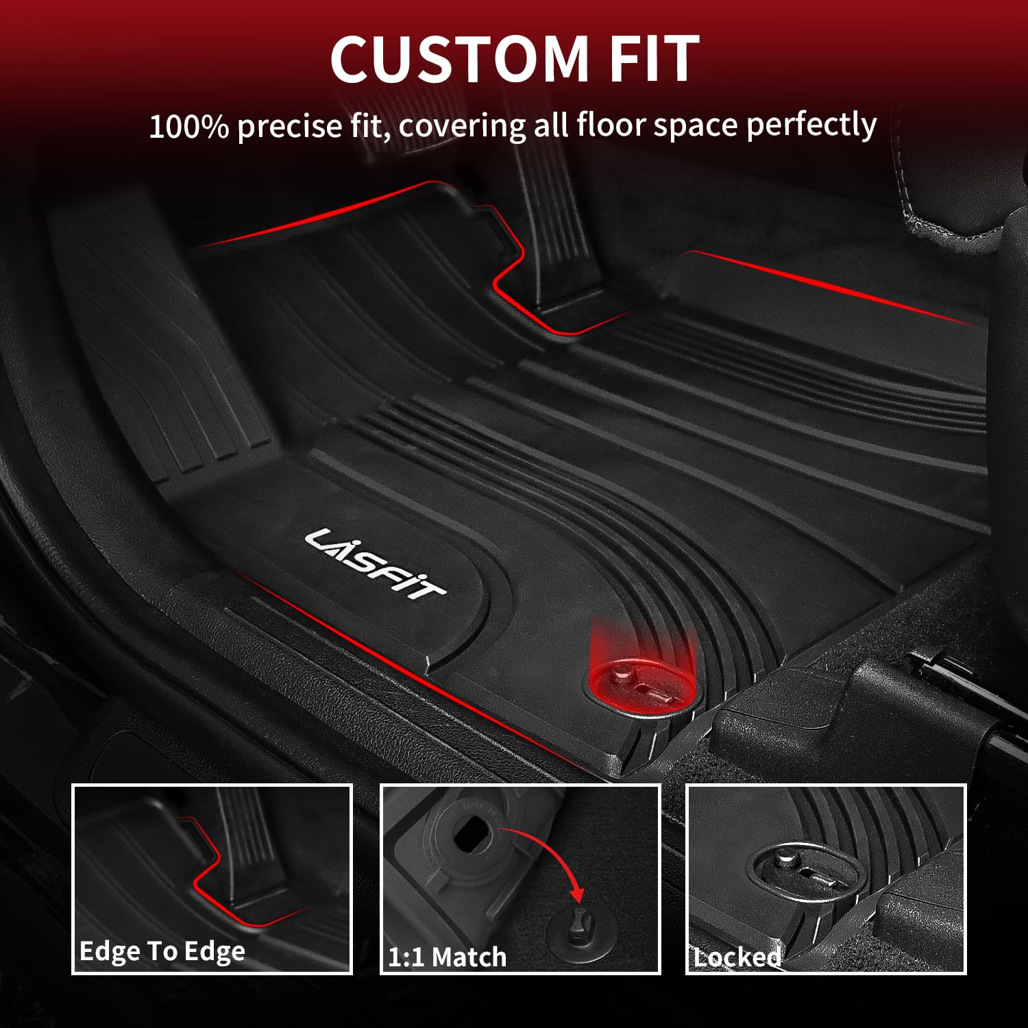 Lasfit Floor Mats Fit For Hyundai Santa Fe Hybrid Phev 2021 2022 2023 (Only Fits Hybrid Or Phev, Not Fits Gas) All Weather Tpe C