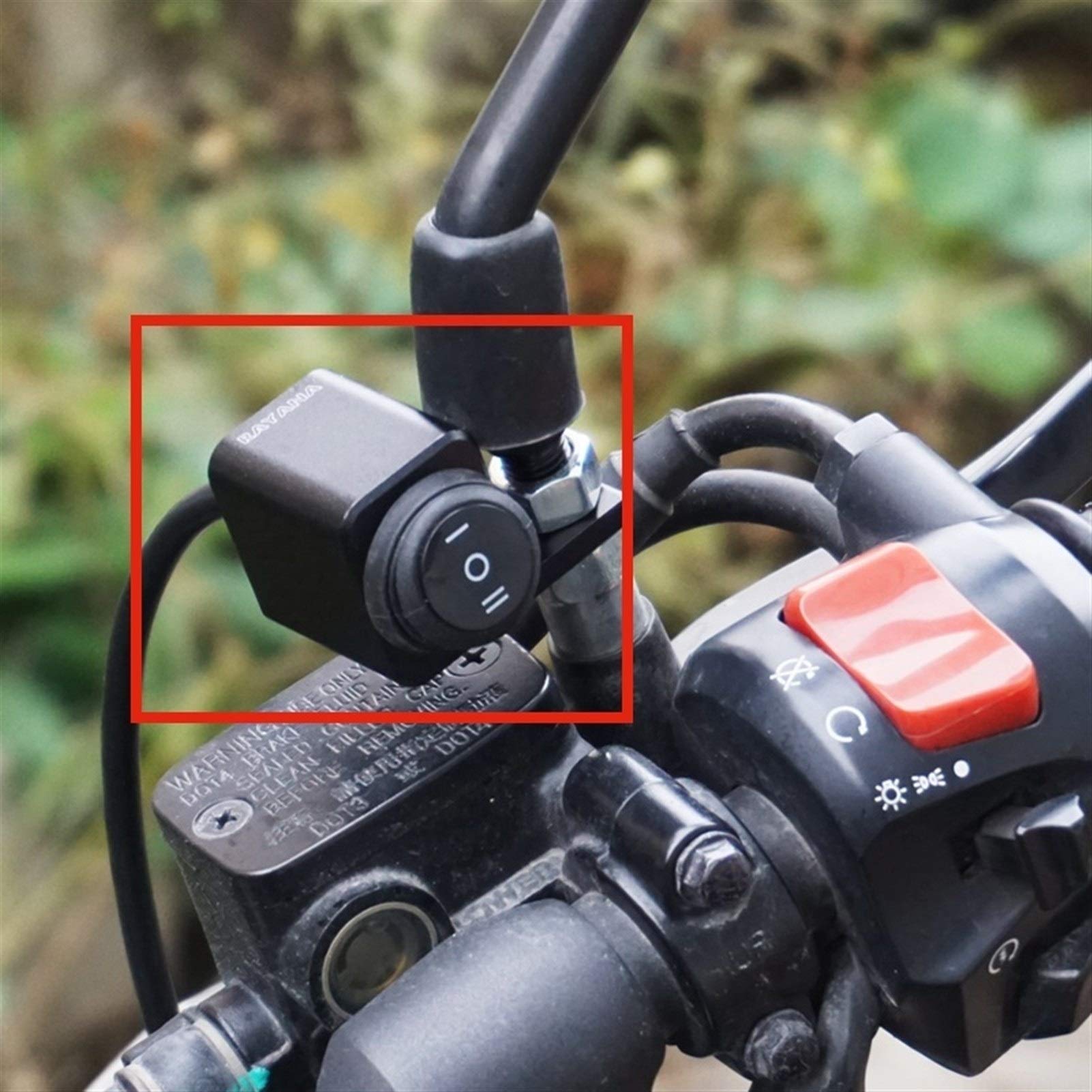 RAYANA 12V Motorcycle ATV 10mm Mirror Mount Switches Motorbike Headlight Hazard Brake Fog Lights ON-Off-ON Waterproof Switch Tog