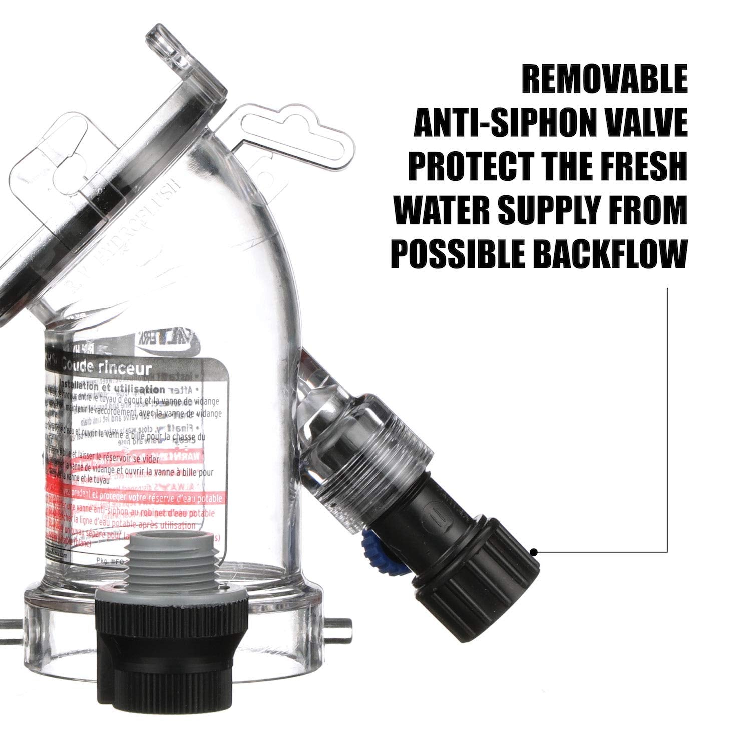 Valterra 45 Degree Hydroflush Attachment With Removable Anti-Siphon Valve For Rv, Camper, Trailer -F02-4100