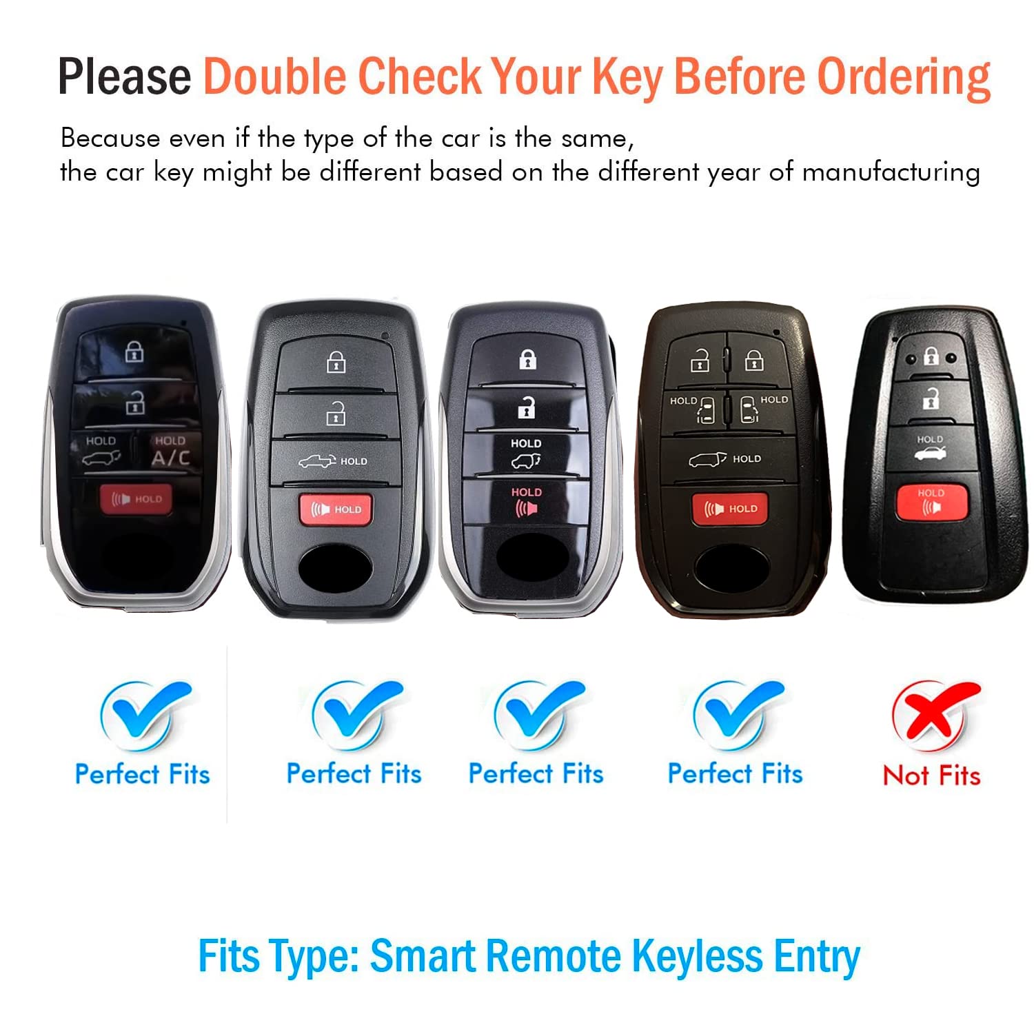 Tukellen Key Fob Cover for Toyota, TPU Soft Case, Black, Model Tukellen00746, Fits 2025 Camry, 2019-2025 Land Cruiser, Sienna,