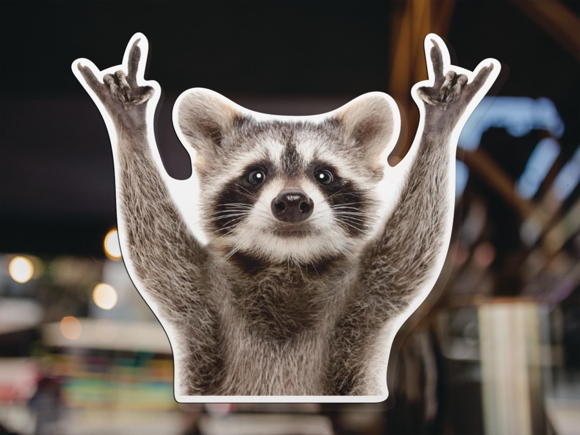 ArkWisdom Rocking Raccoon Sticker, 5.5-Inch Vinyl Car Decal, Multicolor, Model AWPS109