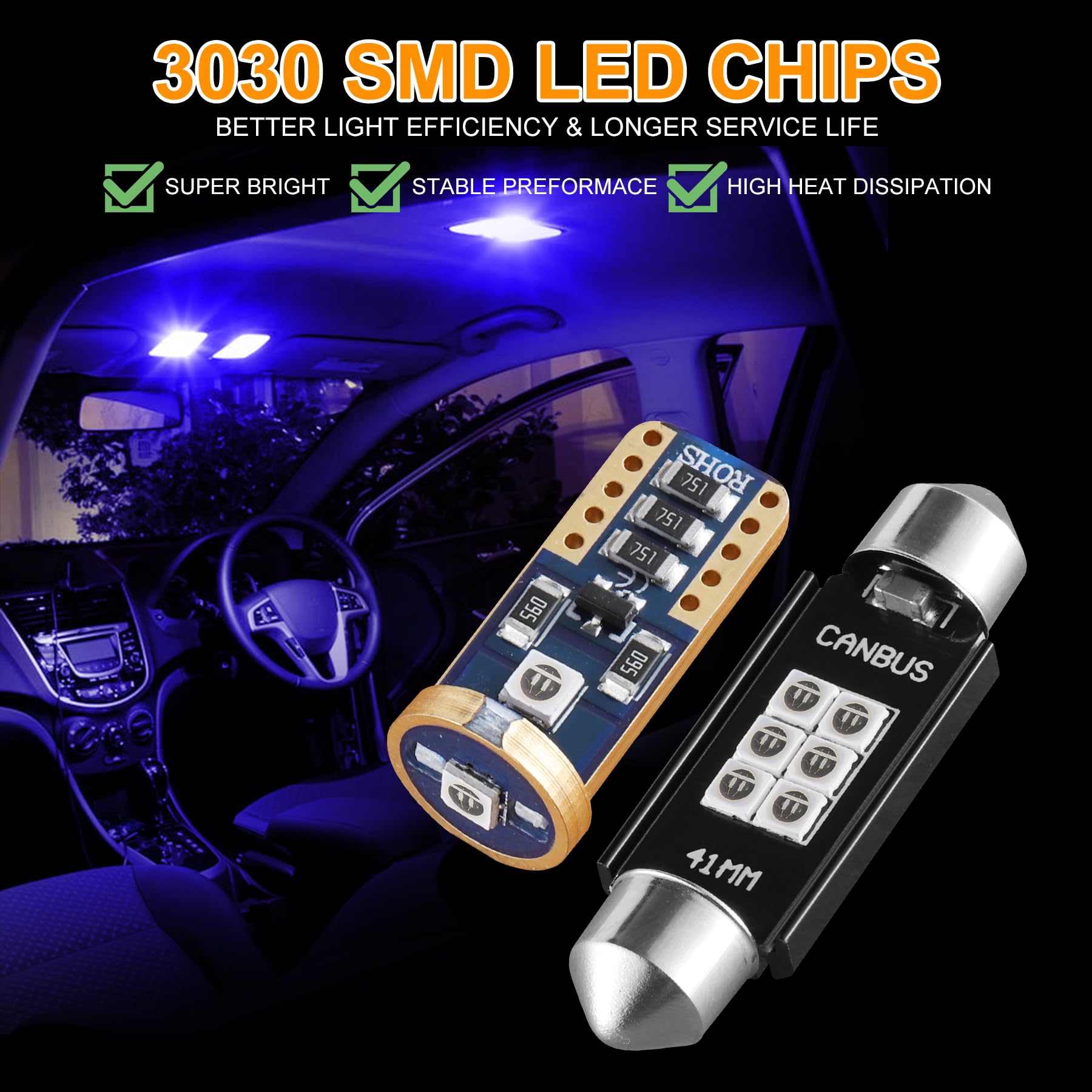 Ibrightstar 41Mm 211-2 212-2 578 194 168 T15 Led Bulbs 3030 Chipset Error Free For Car Truck Interiors Dome Map Door Courtesy Li