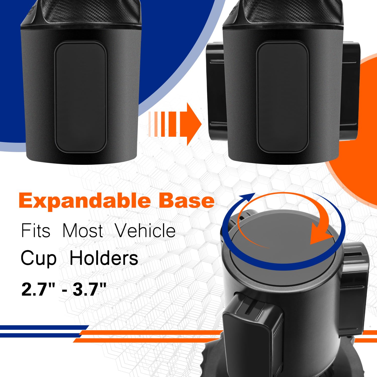 Aucurwen Cup Holder Tray For Car, 360 Rotating Car Tray, Car Food Table Tray For Eating With Solid Base & Phone Slot, Car Cup Ho
