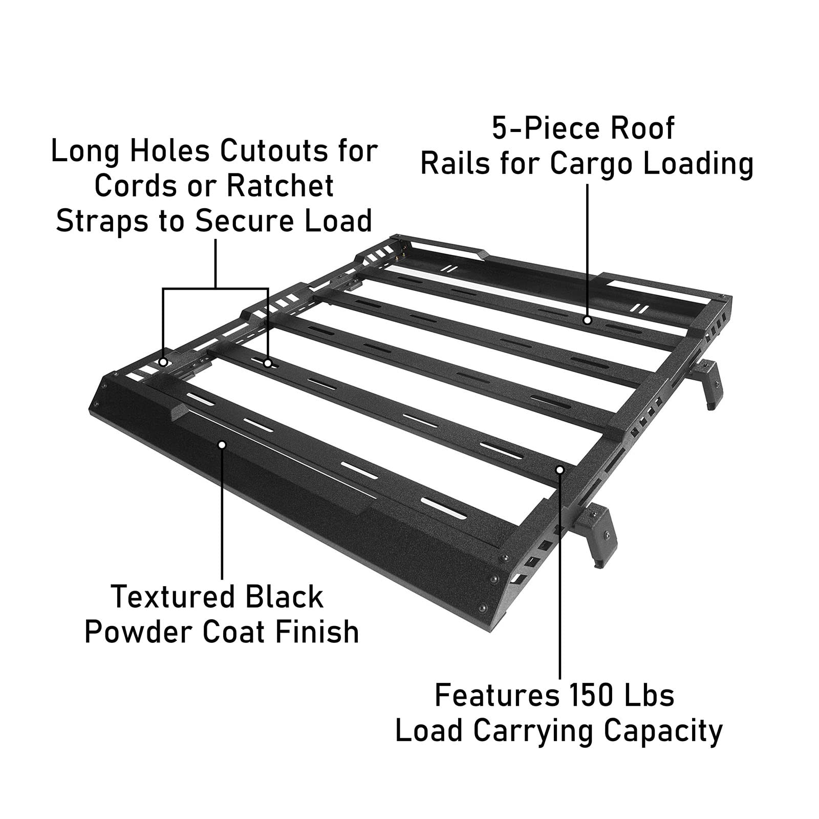Hooke Road Roof Rack Cargo Basket Crossbar For 2018-2025 Jeep Wrangler Jl 2 Or 4 Doors & Gladiator Jt (Hard Top Only)