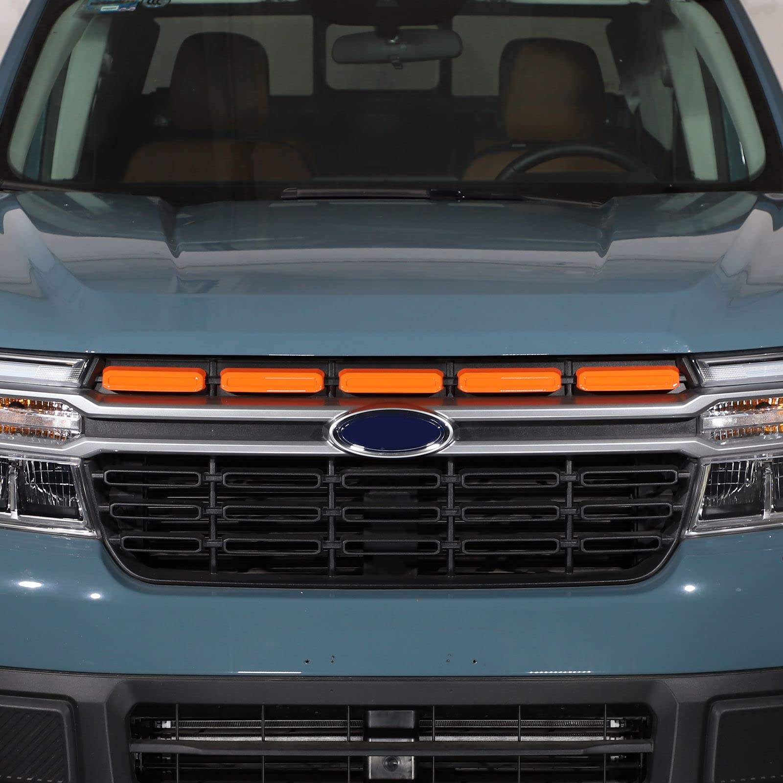 For Ford Maverick Lariat Grille Inserts Trim Cover Abs Exterior Accessories Decoration Trim Cover 2022 2023 2024 (Orange)