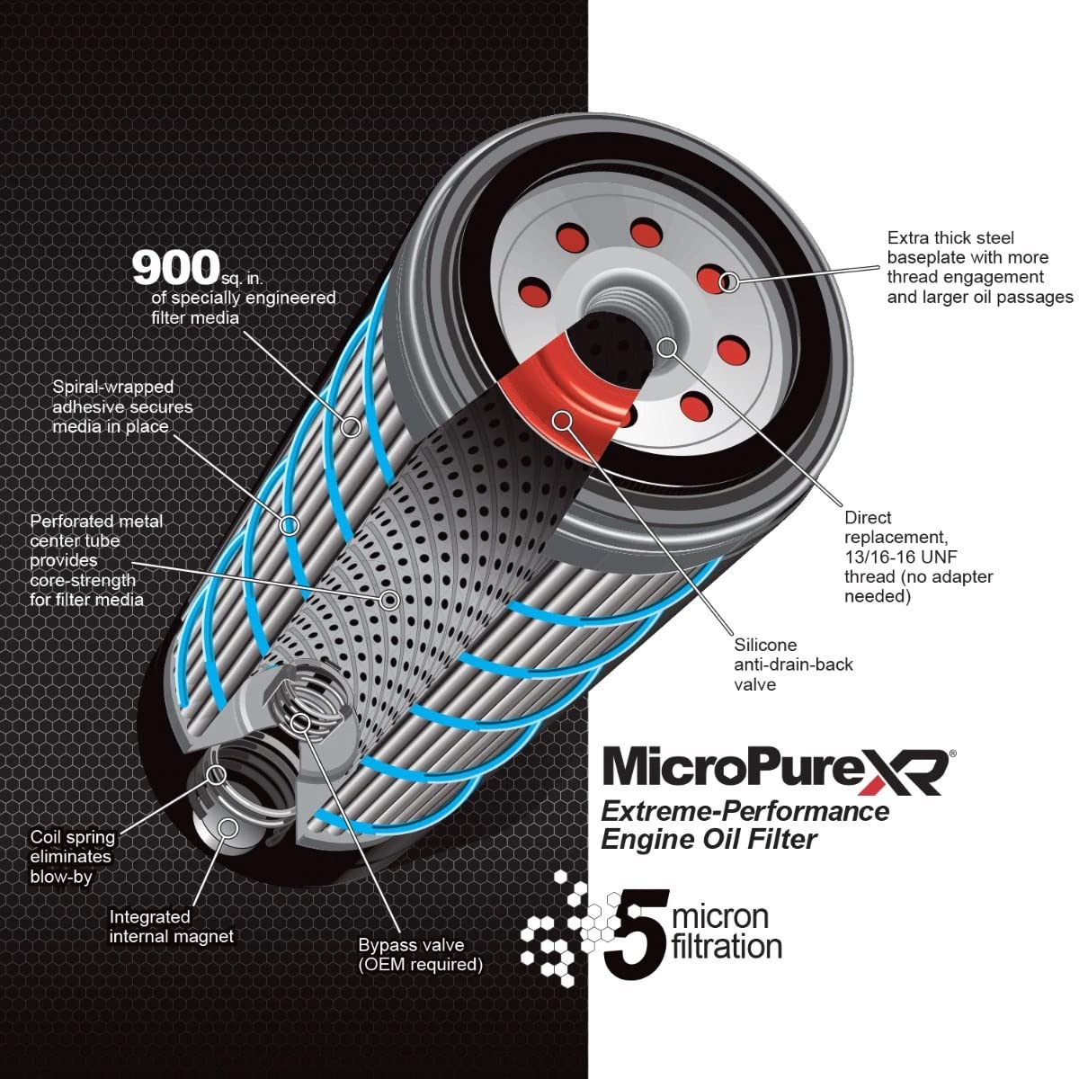 Pacific Performance Engineering 6.6L Duramax Engine Oil Filter - MicroPure Extreme-Performance with TorqSTOP Technology