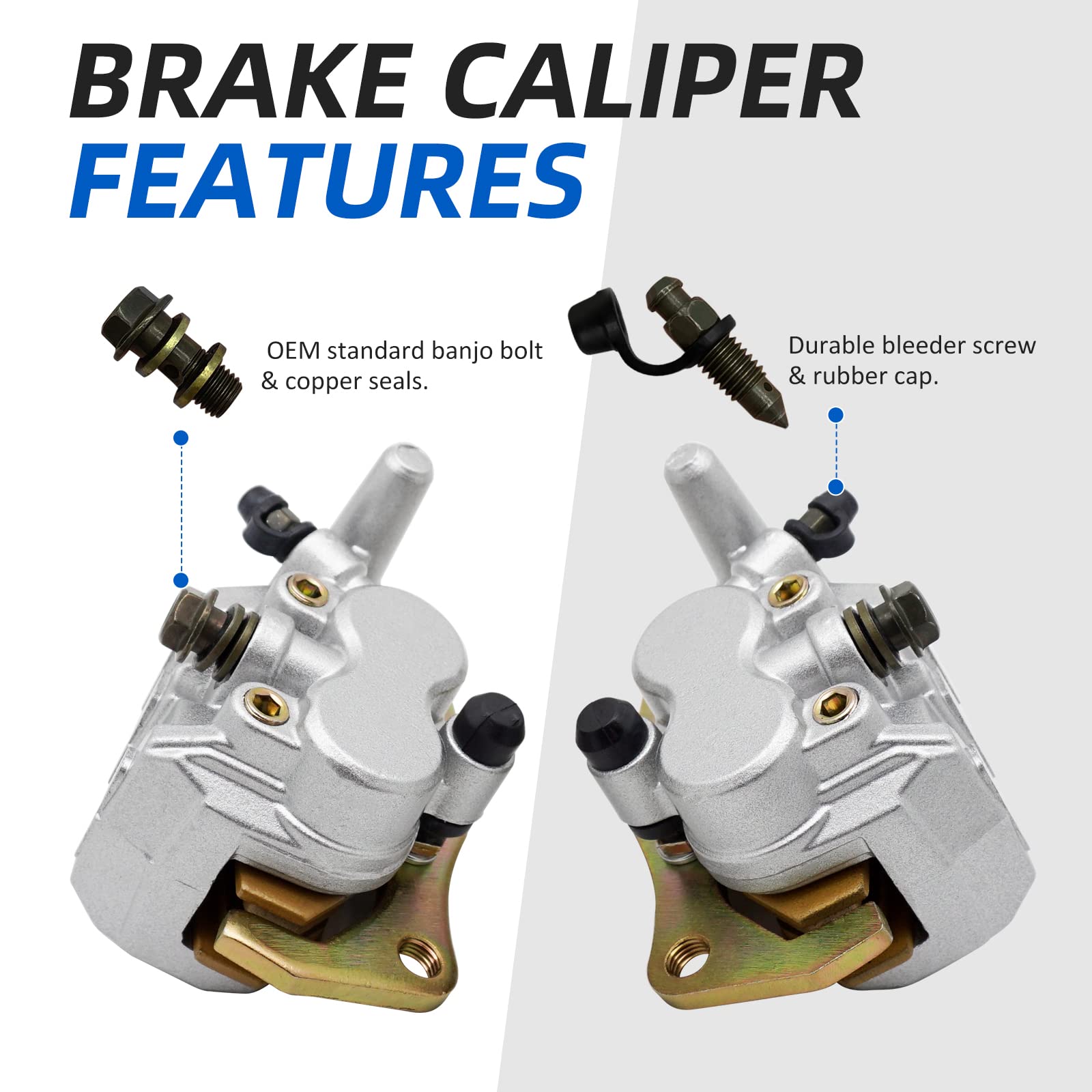M Mati Front Left Right Brake Calipers & Pads For Yamaha Rhino 450 660 700 Yxr450 Yxr660 Yxr700 5B4-2580T-01-00 5B4-2580U-01-00