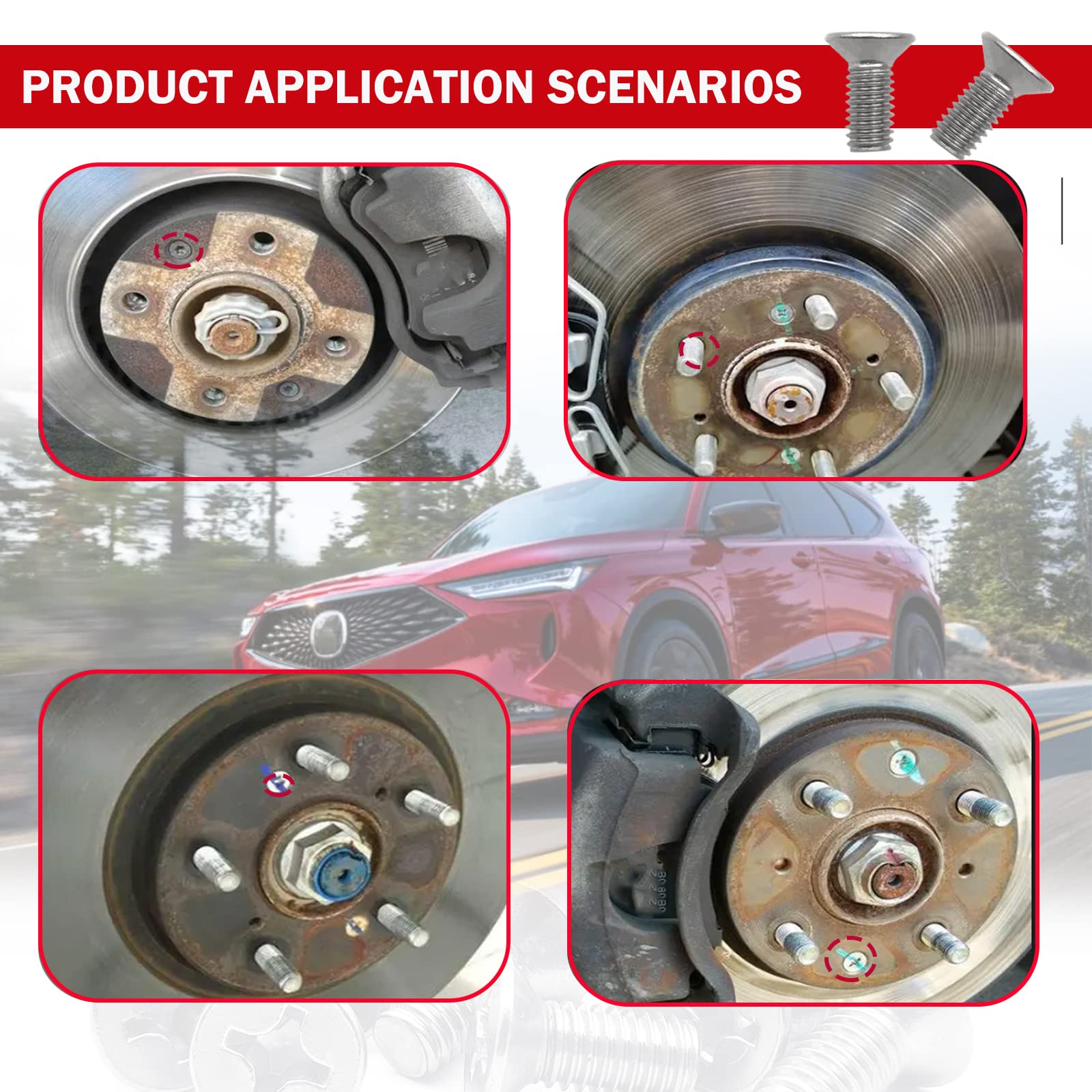 4Pcs Screw Rotor Brake Disc Retaining 93600-06014-0H- Compatible With Honda, Acura, Volkswagen, Audi,Hyundai And Kia Models, Sta