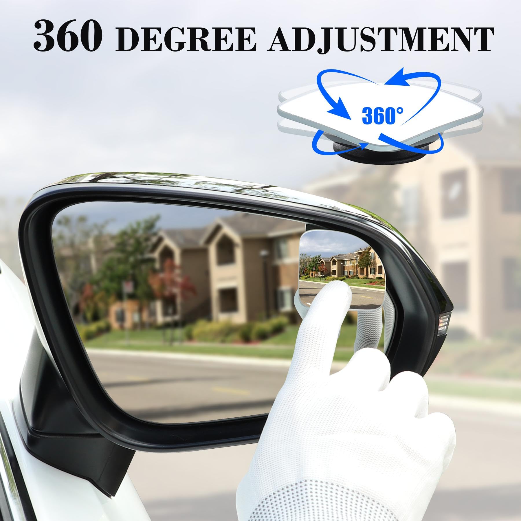 Livtee Blind Spot Mirror, Fan Hd Glass Frameless Convex Rear View Mirror With Wide Angle Adjustable Stick For Cars Suv And Truck