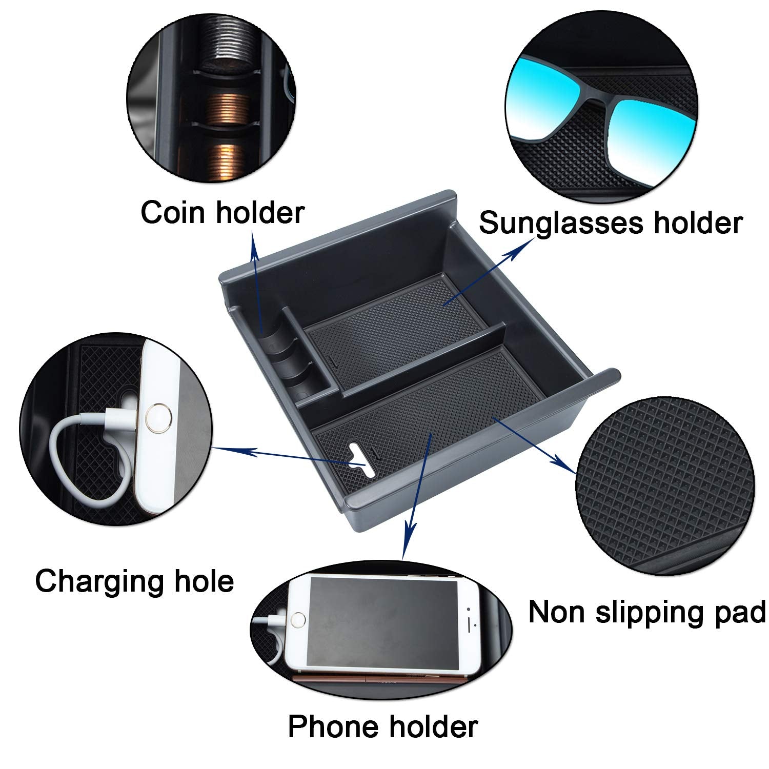 JKCOVER Center Console Organizer Tray Compatible with Toyota 4Runner 2010-2021 2022 2023 2024 and Kia Telluride 2020-2024 Access
