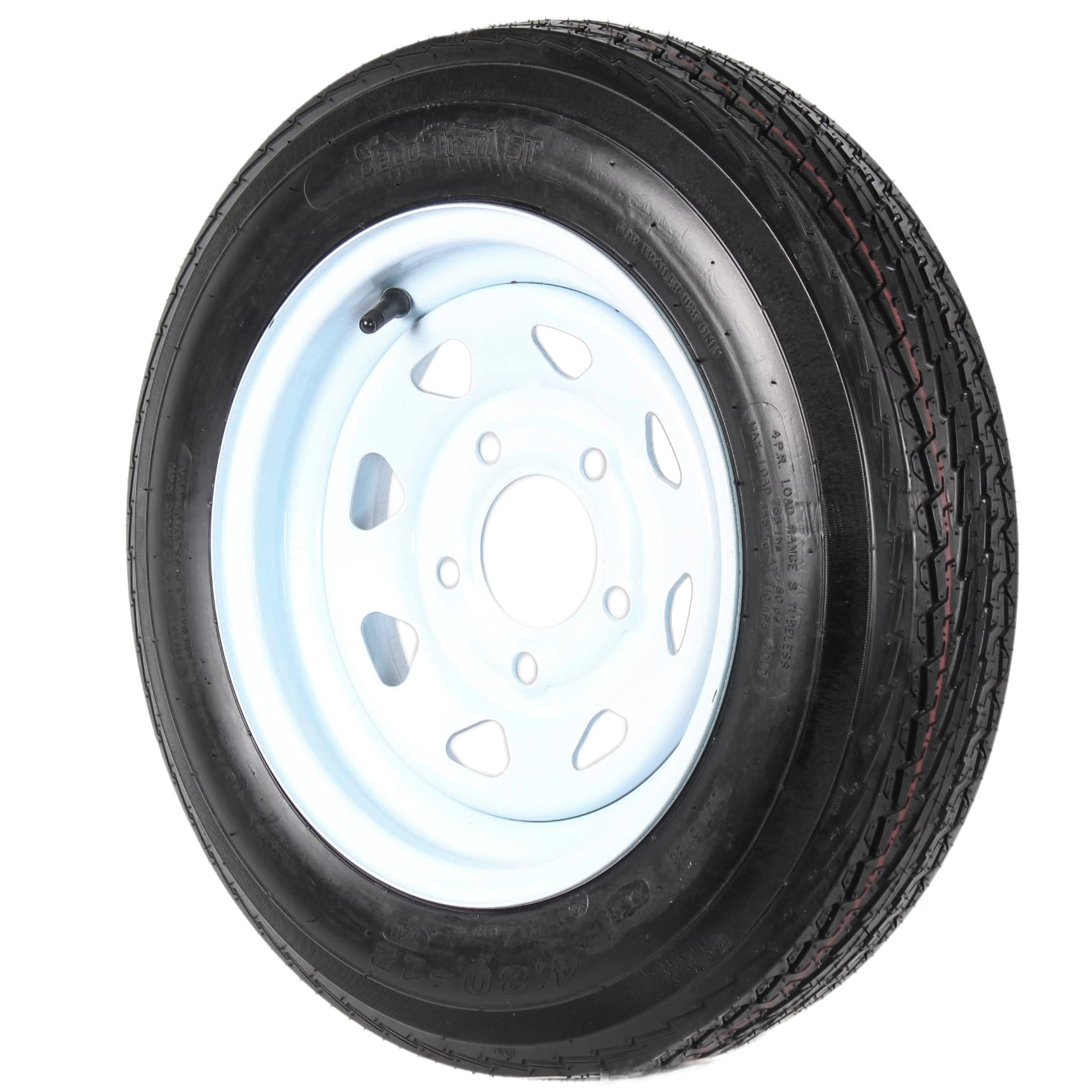 Ecustomrim 2-Pack Trailer Tire On Rim 4.80-12 480-12 5 Lug White Spoke Wheel - 2 Year Warranty W/Free Roadside