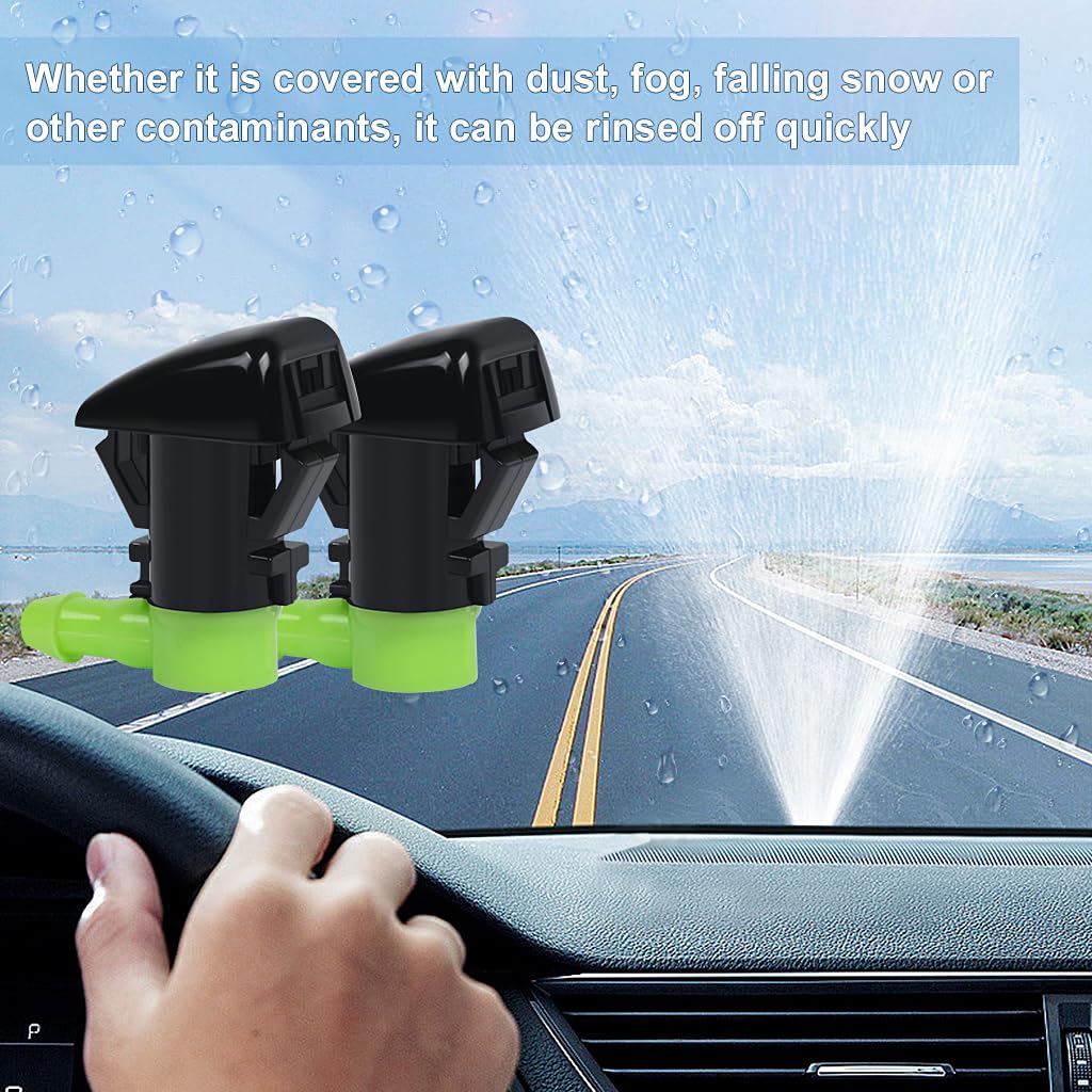 PYGHAP Adjustable Windshield Washer Nozzle Kit for Jeep, GMC, Chevy, Cadillac - Black & Green, Model BE8Z-17603-A