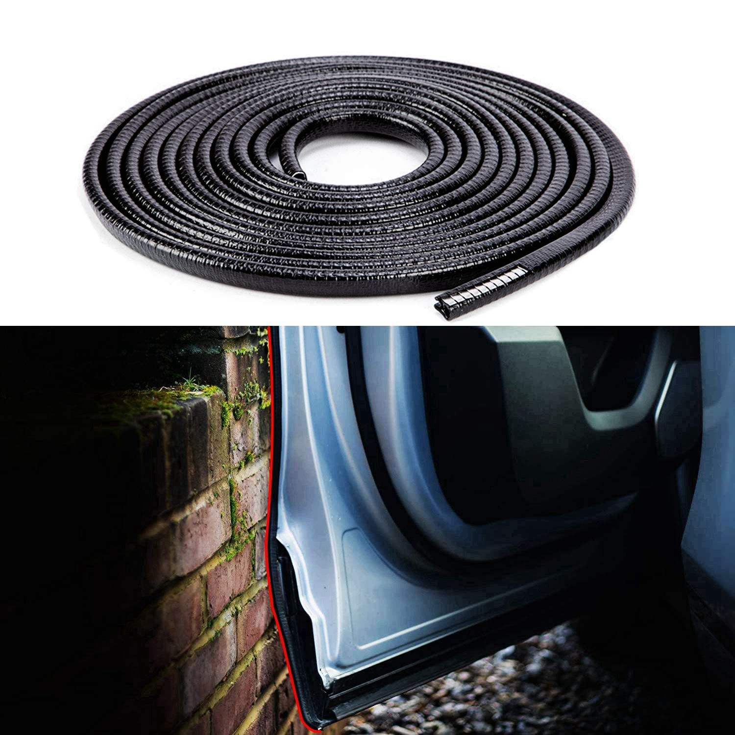 Otoliman Steel Coating Black Rubber 10Mmx15Metres(17Feetsx3) Car Door Edge Scratch Guard Trim Molding Protector Cover Full U Sha