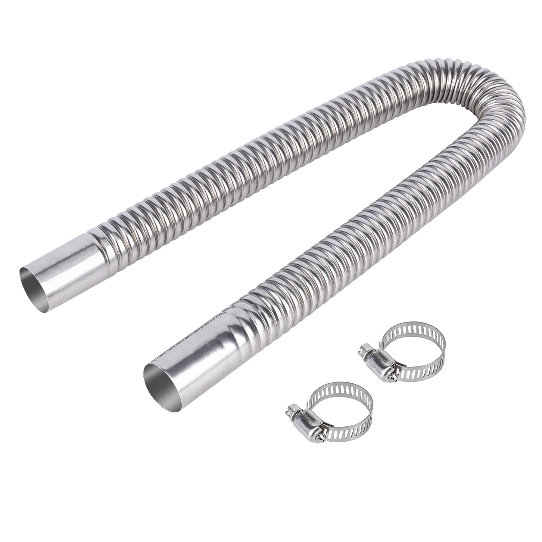 23.6 Inches Stainless Steel Exhaust Hose, 2.5cm/ 1 In Fuel Tank Diesel Gas Vent Hose Length, Flexible Exhaust Tubing Diesel Heat