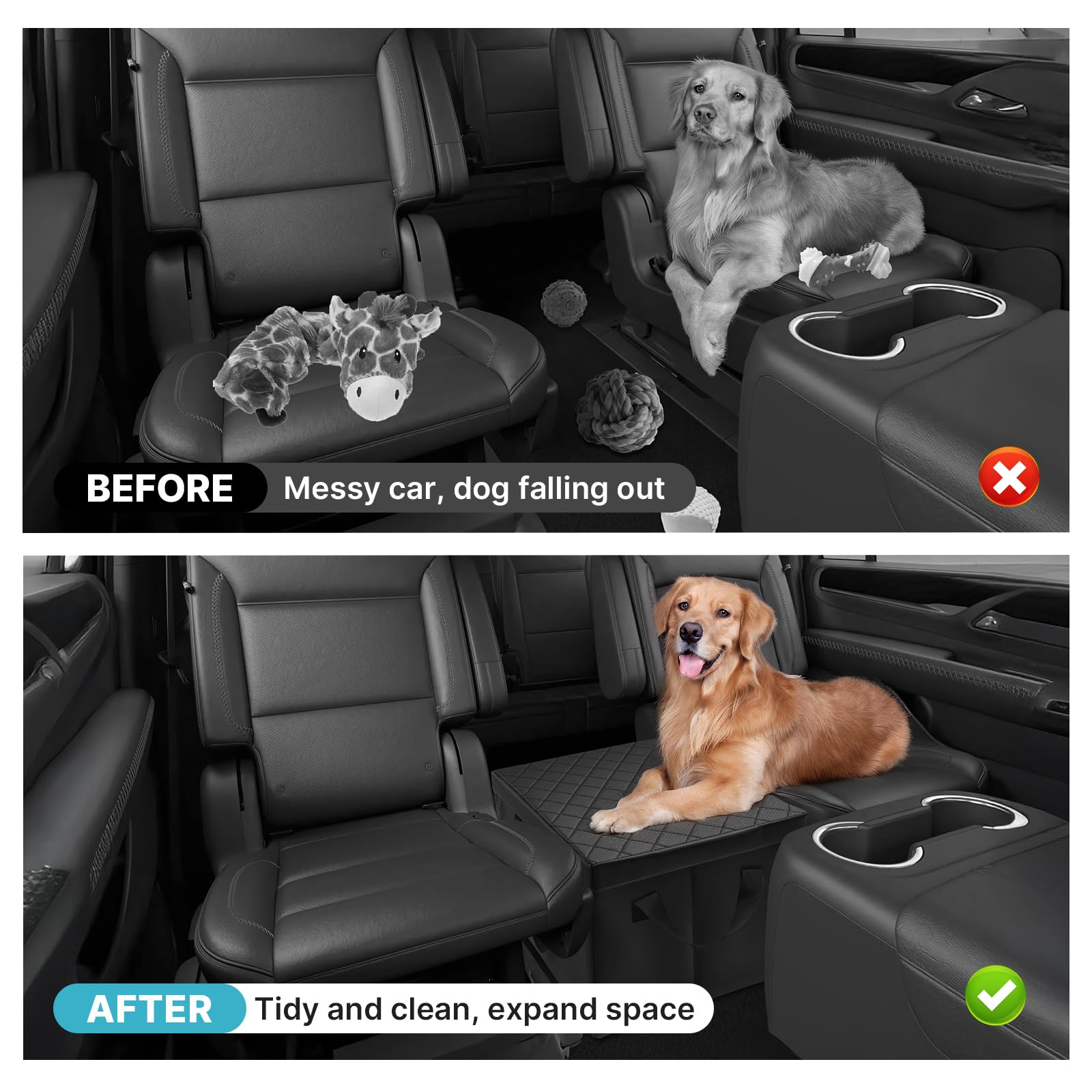 Mixsuper Liner Car Seat Organizer for Ford Explorer 2020-2025, Black Cardboard Backseat Storage Bin for Kids & Dogs