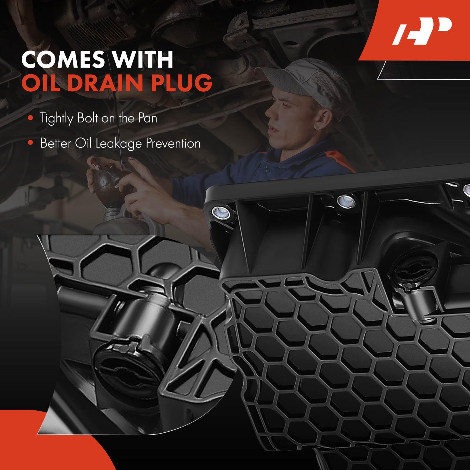 A-Premium Lower Engine Oil Pan Sump With Drain Plug Compatible With Audi A3 2013-2020, Q2 2018-2019, Q3 2019-2020, S3 2014-2020,
