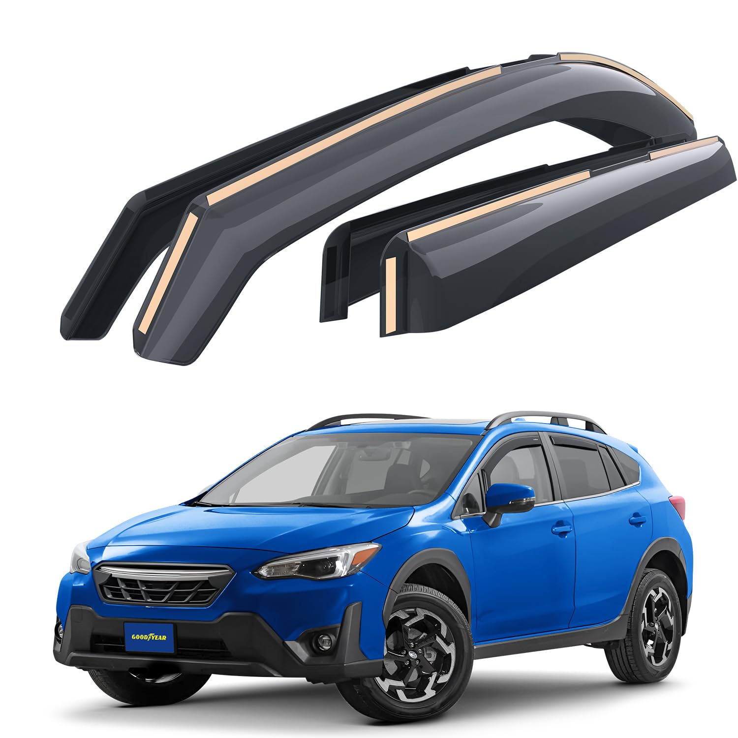 Goodyear Shatterproof In-Channel Window Deflectors For Subaru Xv Crosstrek 2018-2023/Subaru Impreza 2017-2023, Rain Guards, Wind