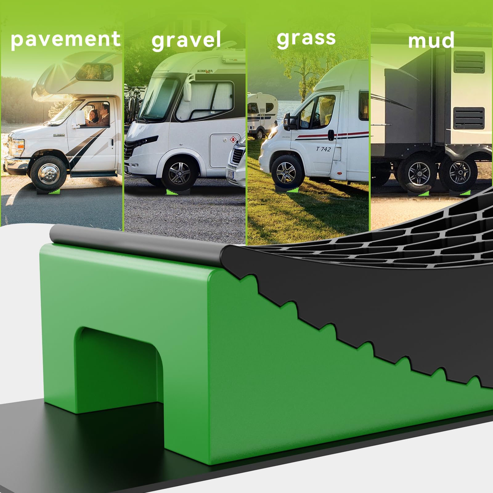 RVMATE Camper Levelers Kit - 8-Piece RV Leveling Blocks & Chocks, Rubber, Black, Model RMLBK-N, Includes Carrying Bag