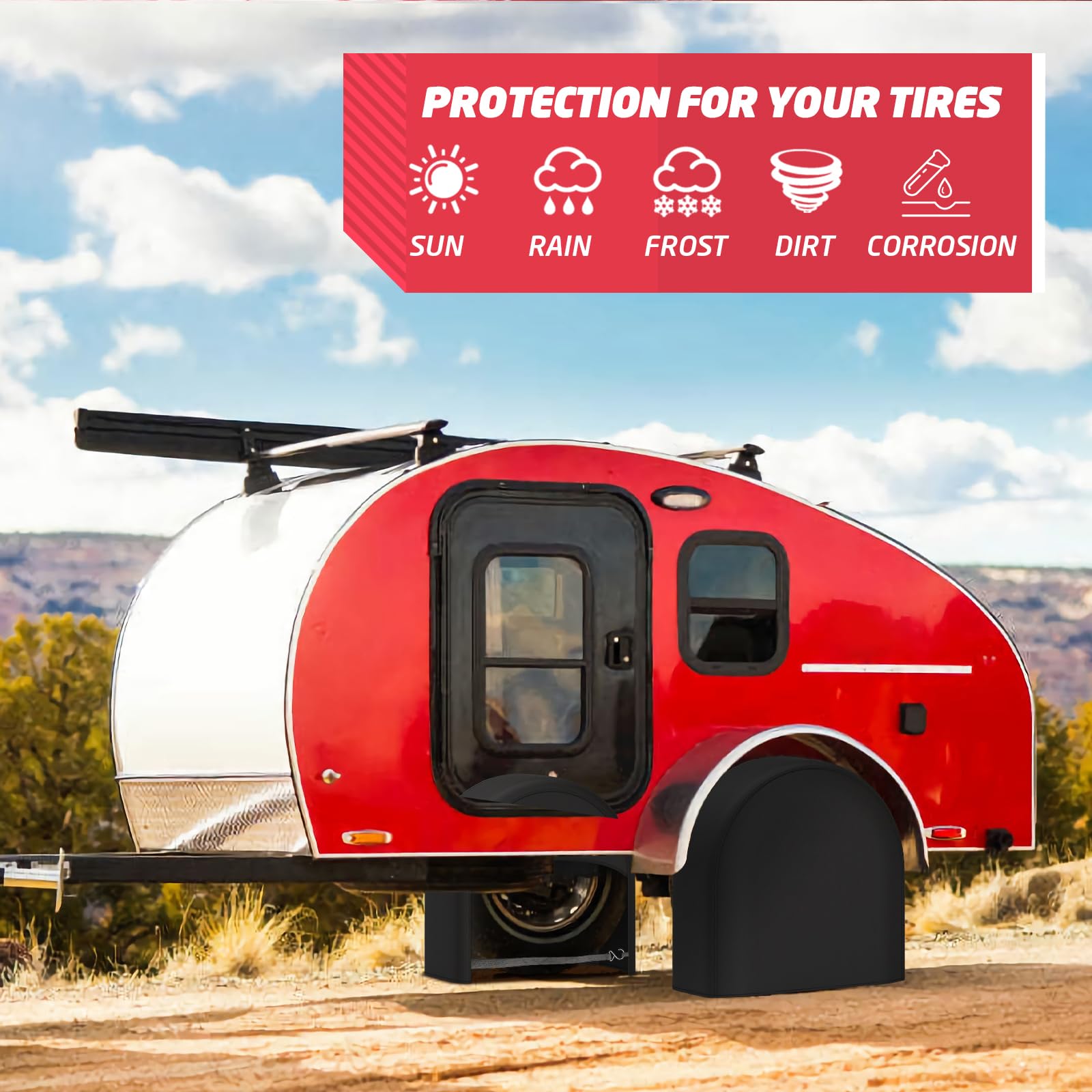 K-Musculo Rv Tire Covers 4-Pack, Waterproof Wheel Covers For Rv Wheel Travel Trailer Camper Truck Suv, Fit 27-29 Inch Tire Diame