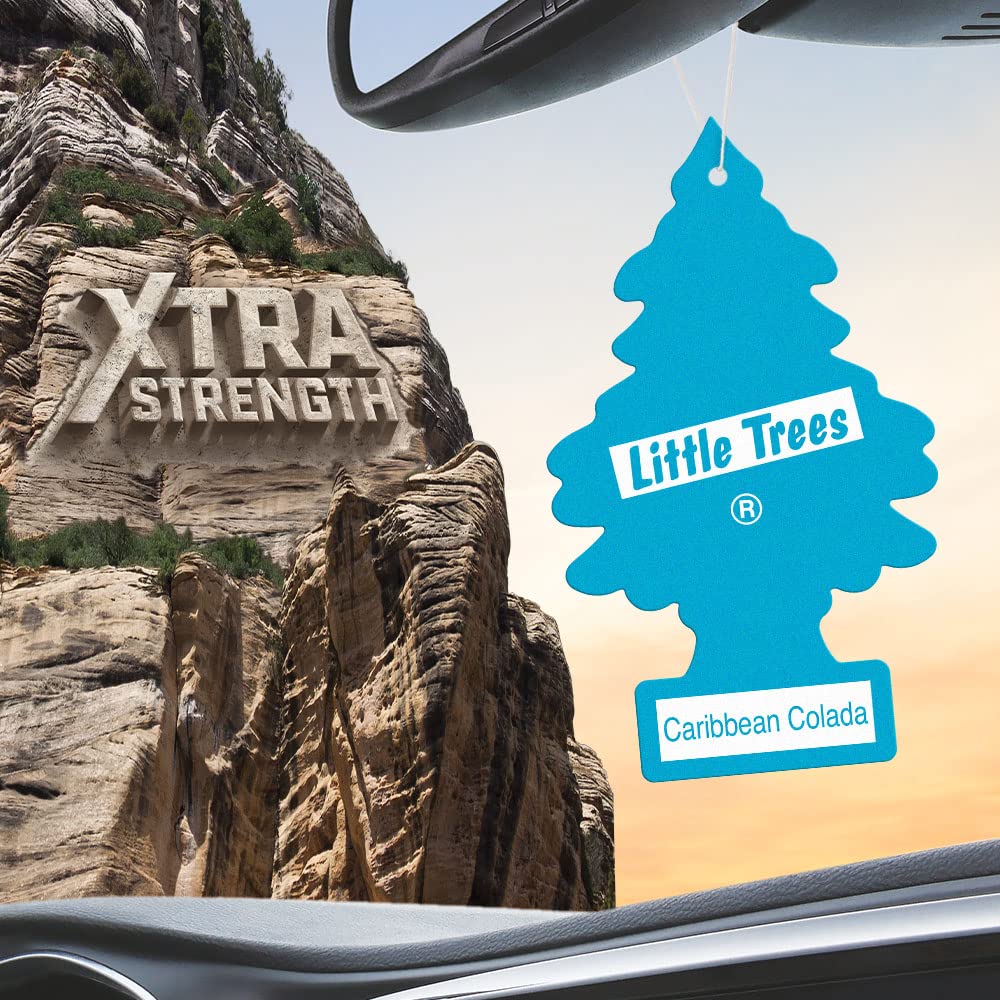 Little Trees Air Fresheners Car Air Freshener. Xtra Strength Provides Long-Lasting Scent For Auto Or Home. Extra Boost Of Fragrance. Caribbean Colada, 24 Air Fresheners