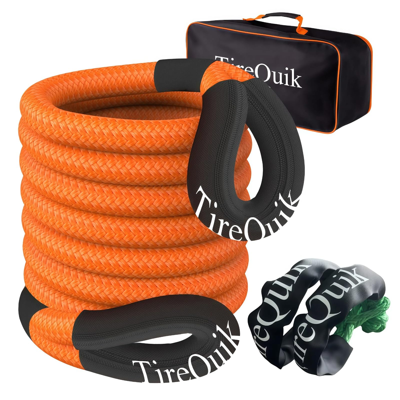 Kinetic Recovery Rope 1.26'' x 30ft 55000lbs Heavy Duty Offroad Snatch Strap with 2 Soft Shackles, Kinetic Tow Rope Recovery Kit