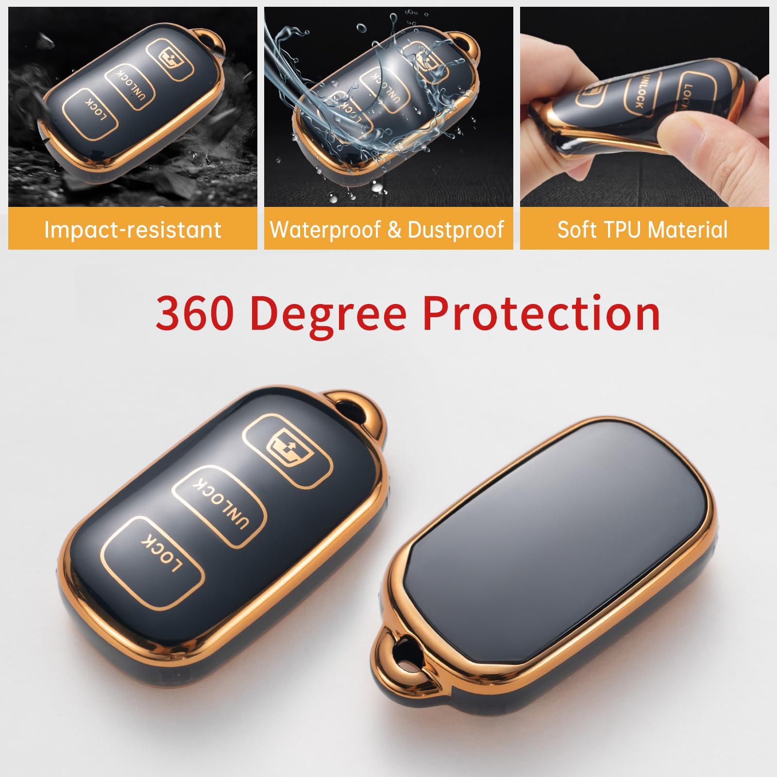 Gematay For Toyota Key Fob Cover With Keychain Lanyard, Soft Tpu Key Fob Protector Shell Compatible With 2003-2009 Toyota 4Runne
