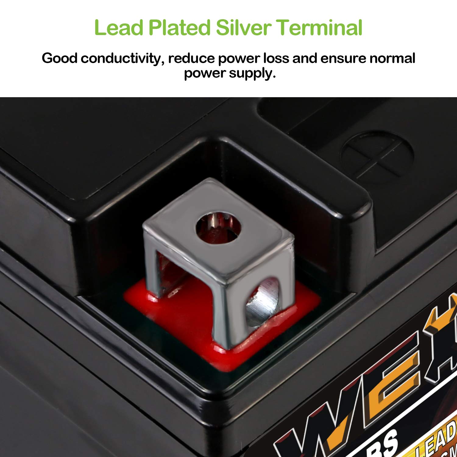 WEIZE YTX7A-BS Sealed AGM Motorcycle Battery - Maintenance Free, 5.90 x 3.43 x 3.74 inches, Compatible with 50CC 125CC